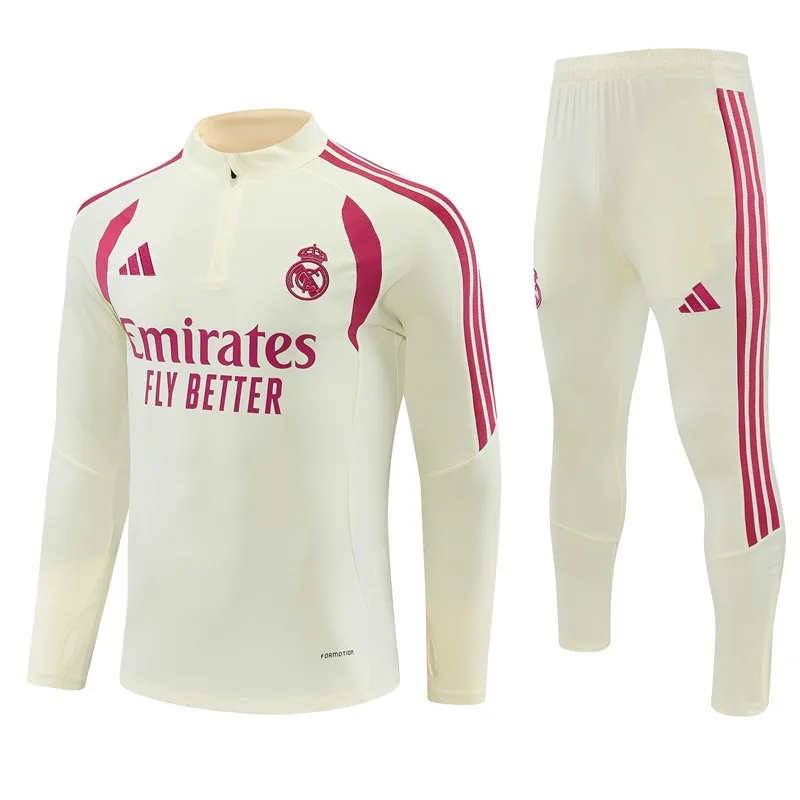 Real Madrid 2026/27 tuta crema mezza zip S-XXL stemma