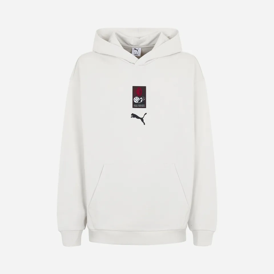 AC Milan Culture felpa cappuccio bianca cotone relaxed