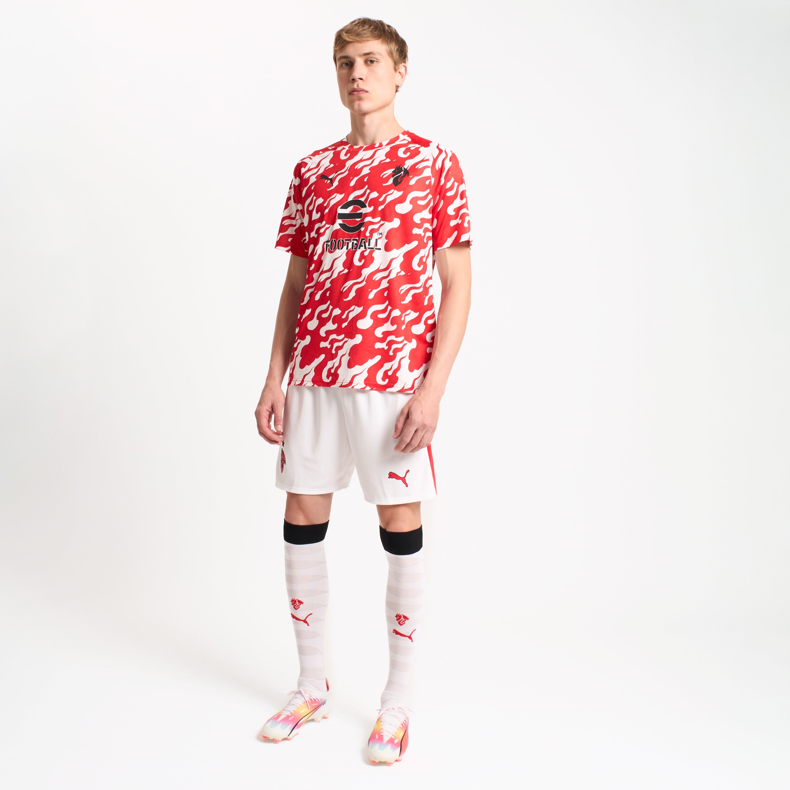 AC Milan Allenamento Prematch 2025/26 maglia rosso bianco traspirante