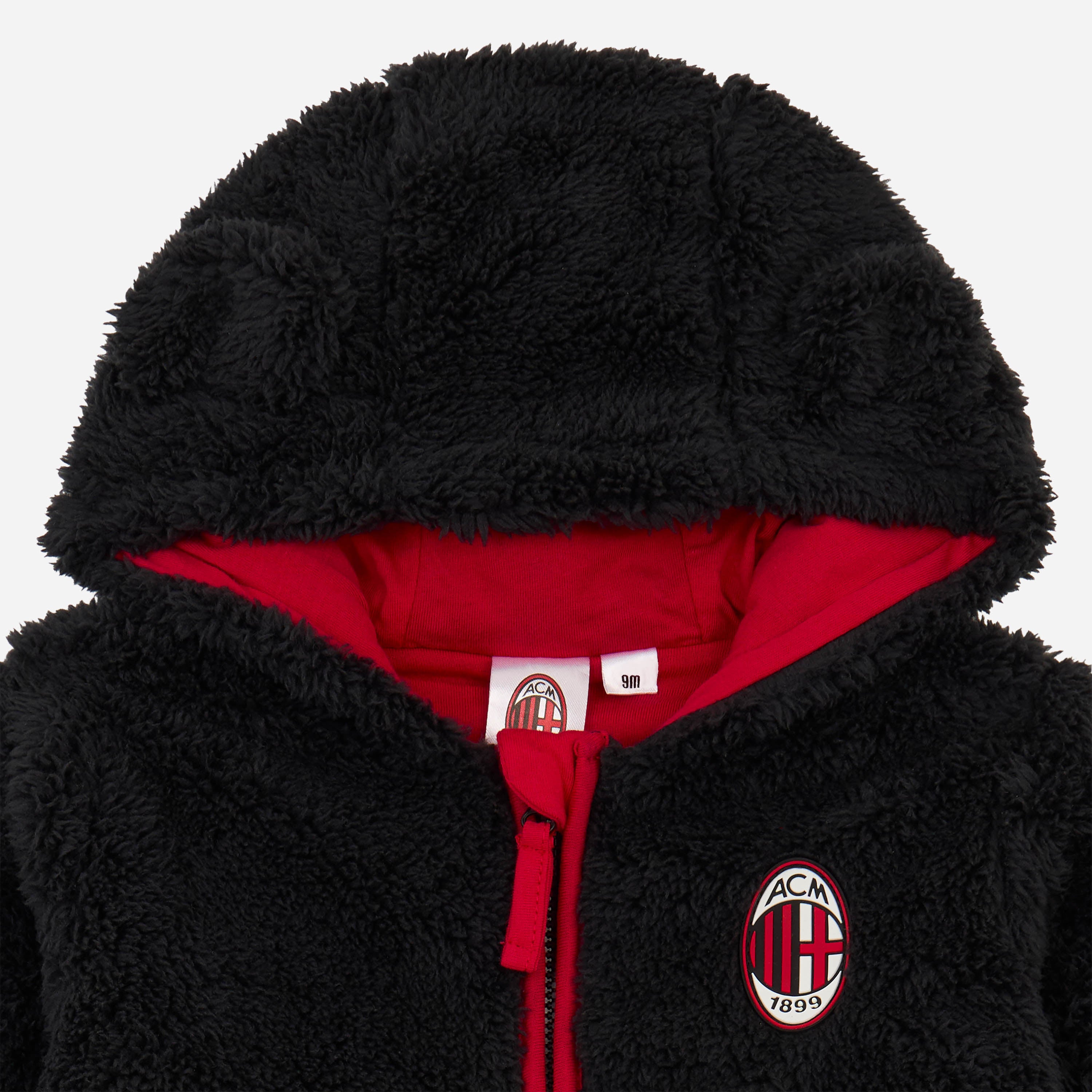 AC Milan Newborn giacca teddy neonato nera cappuccio orsetto