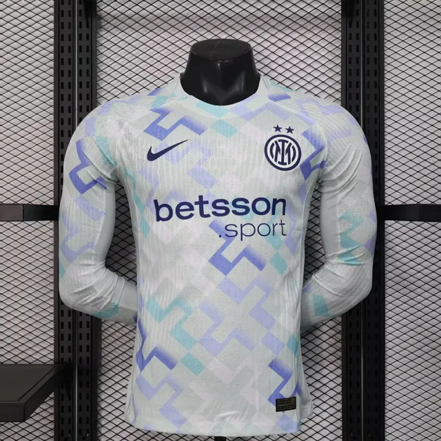Inter Seconda Maglia 2025/26 manica lunga maglia calcio bianca Player