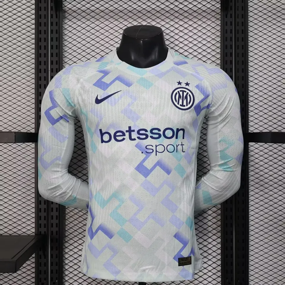 Inter Seconda Maglia 2025/26 manica lunga maglia calcio bianca Player