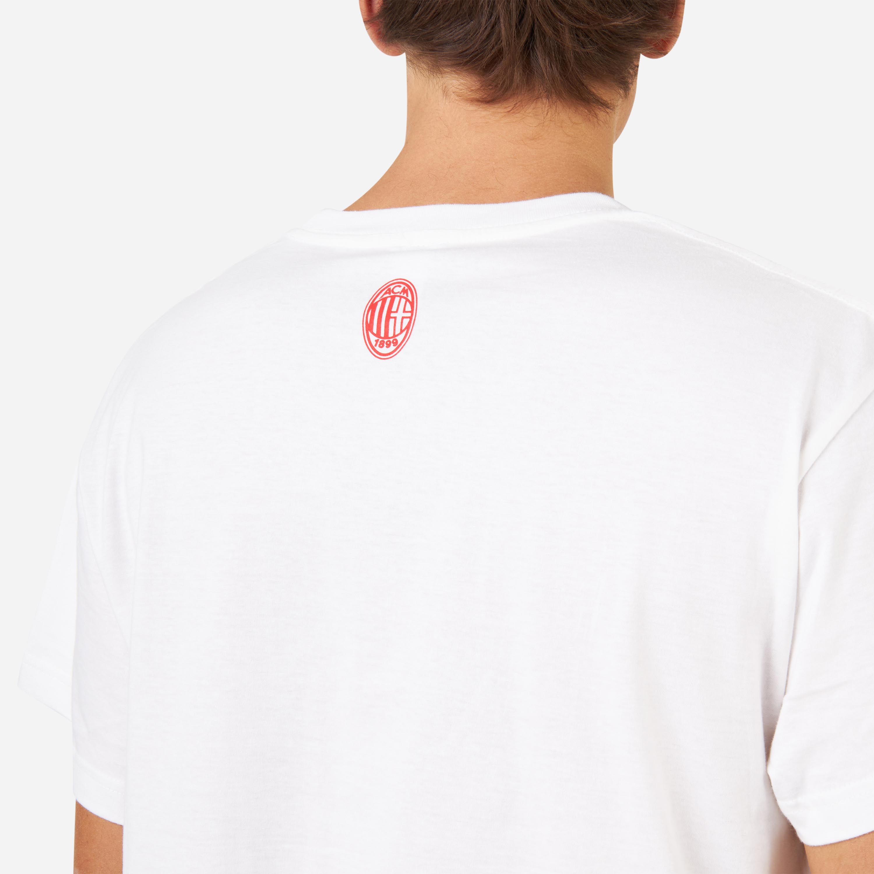 AC Milan College T-Shirt Bianca M Cotone Manica Corta