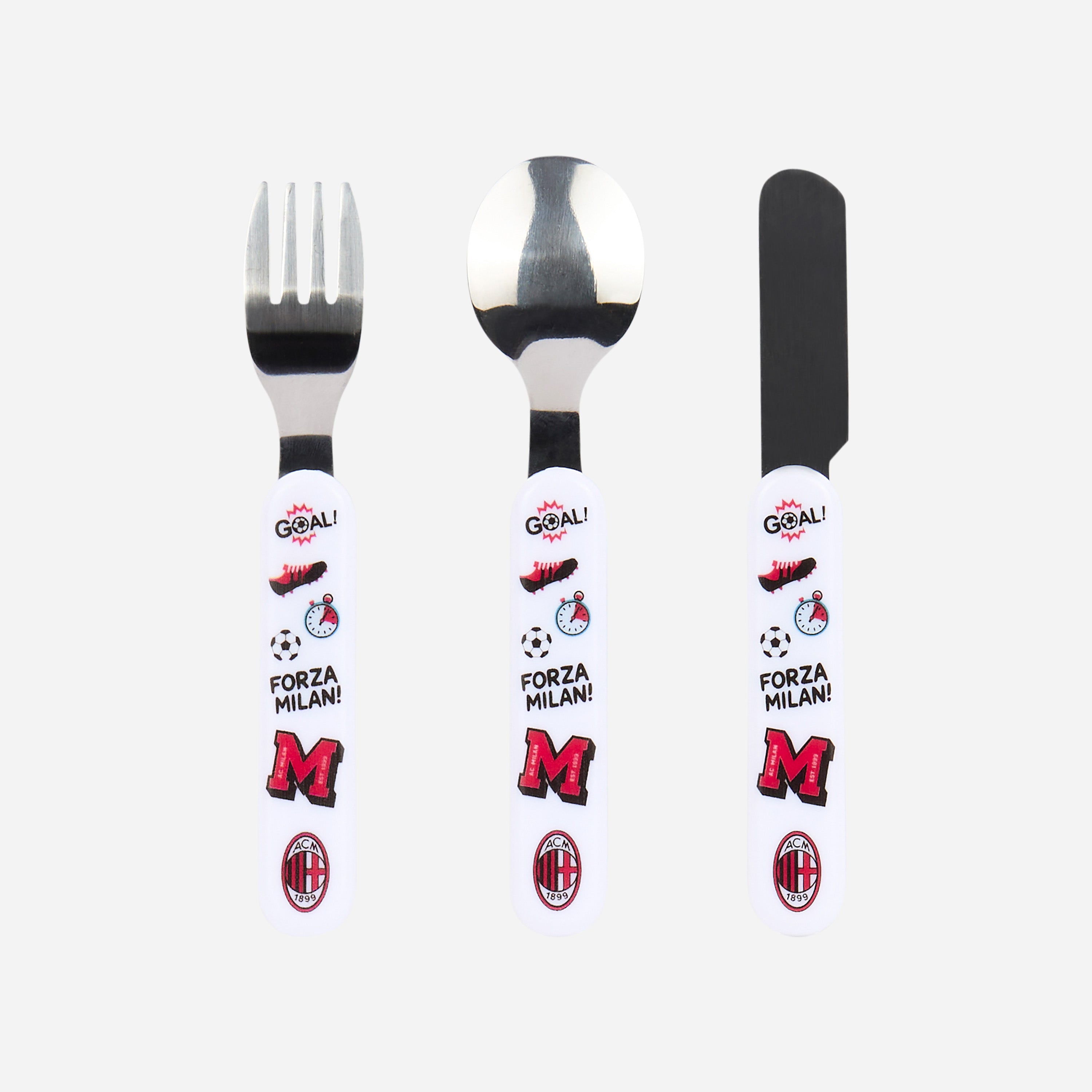 AC Milan set posate bimbo 3 pezzi acciaio