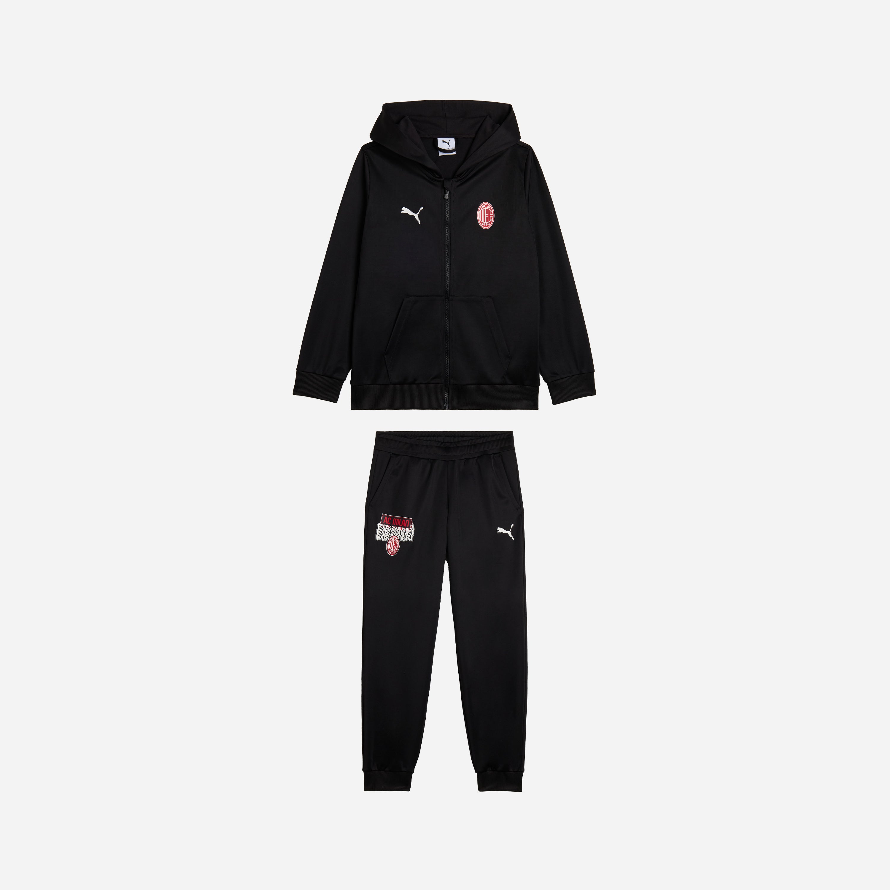 AC Milan Culture Tuta Bambino Nera Zip Cappuccio Poliestere