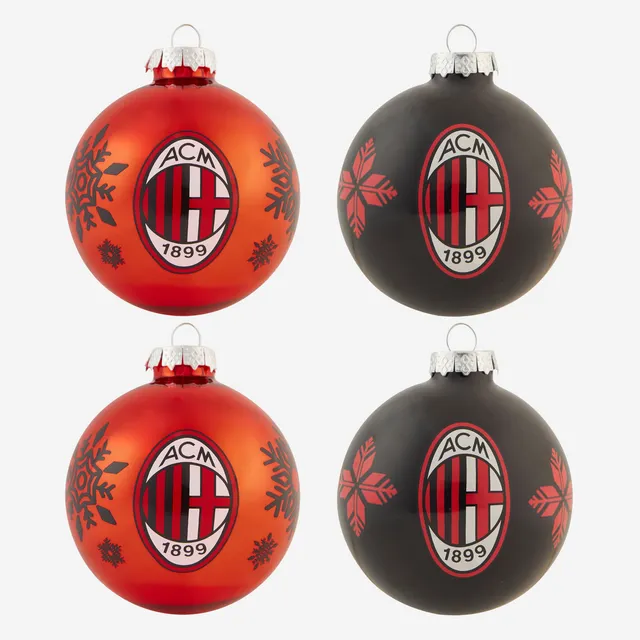 AC Milan set 4 palline Natale vetro rosse nere logo ufficiale