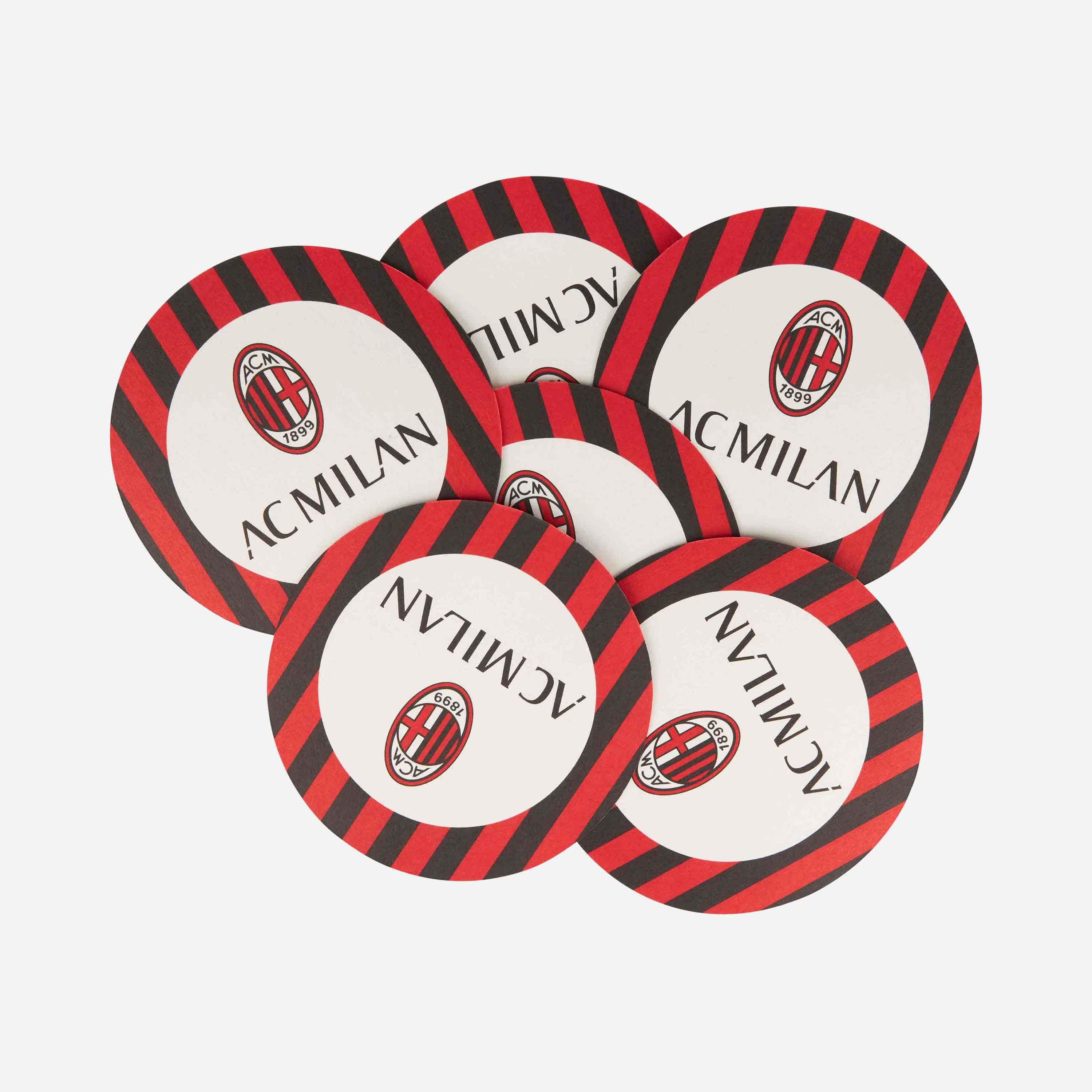 AC Milan Sottobicchieri Carta 12 Pezzi 10 cm Logo Ufficiale