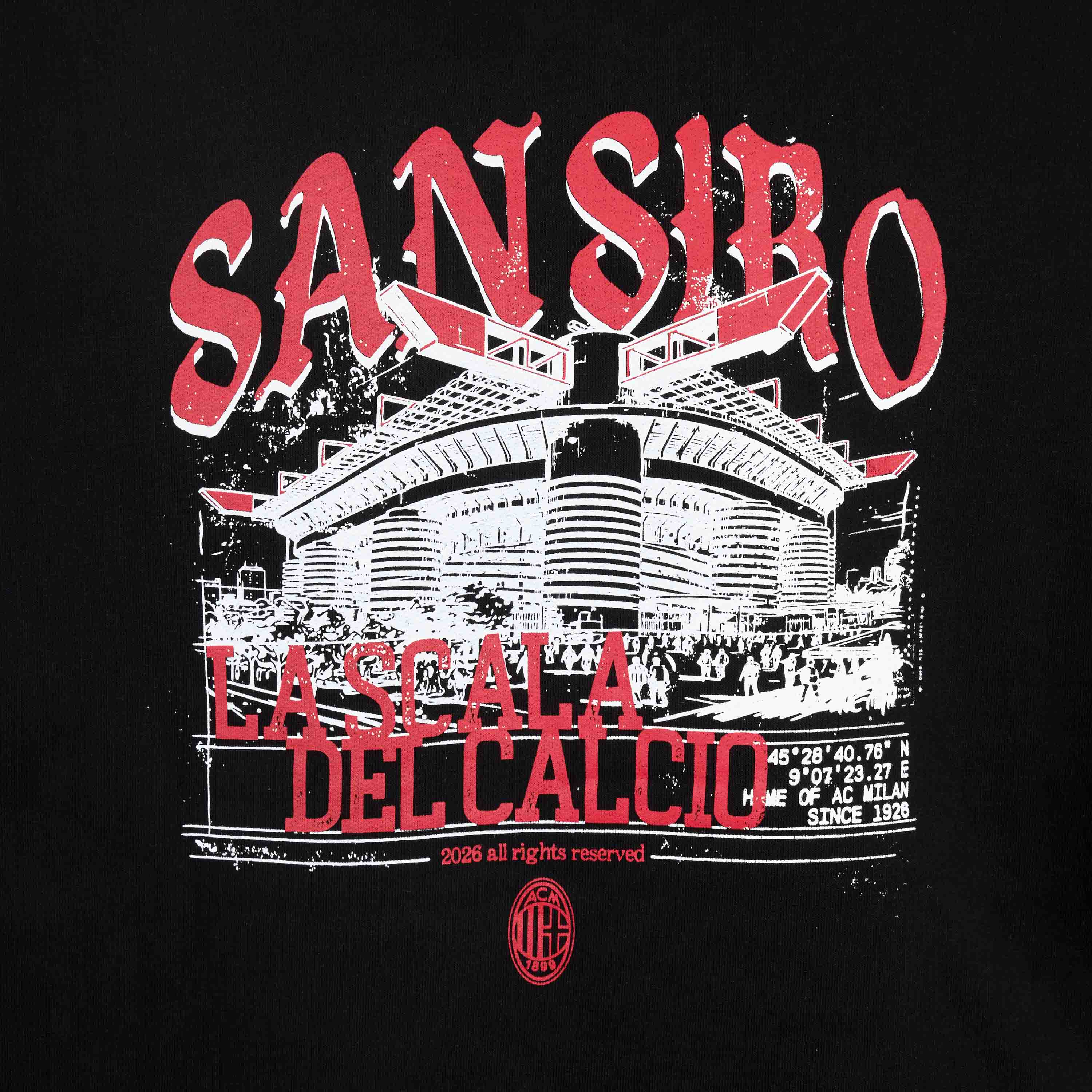 AC Milan San Siro felpa cappuccio nera comfort fit