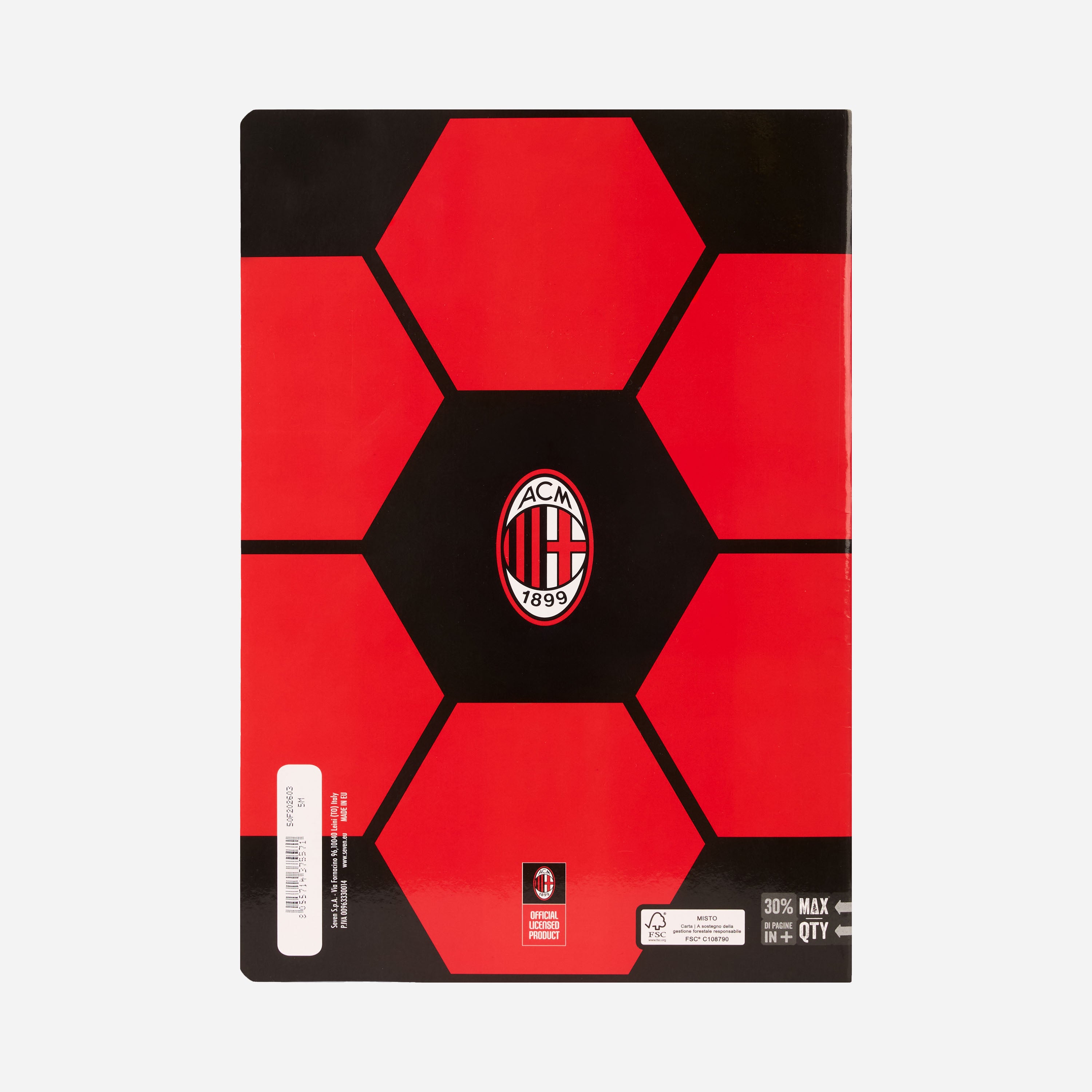 AC Milan Quaderno a Quadretti Rossonero 96 Pagine