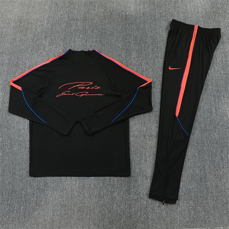 PSG 2026/27 Tuta Nera Half Zip Banda Arancione