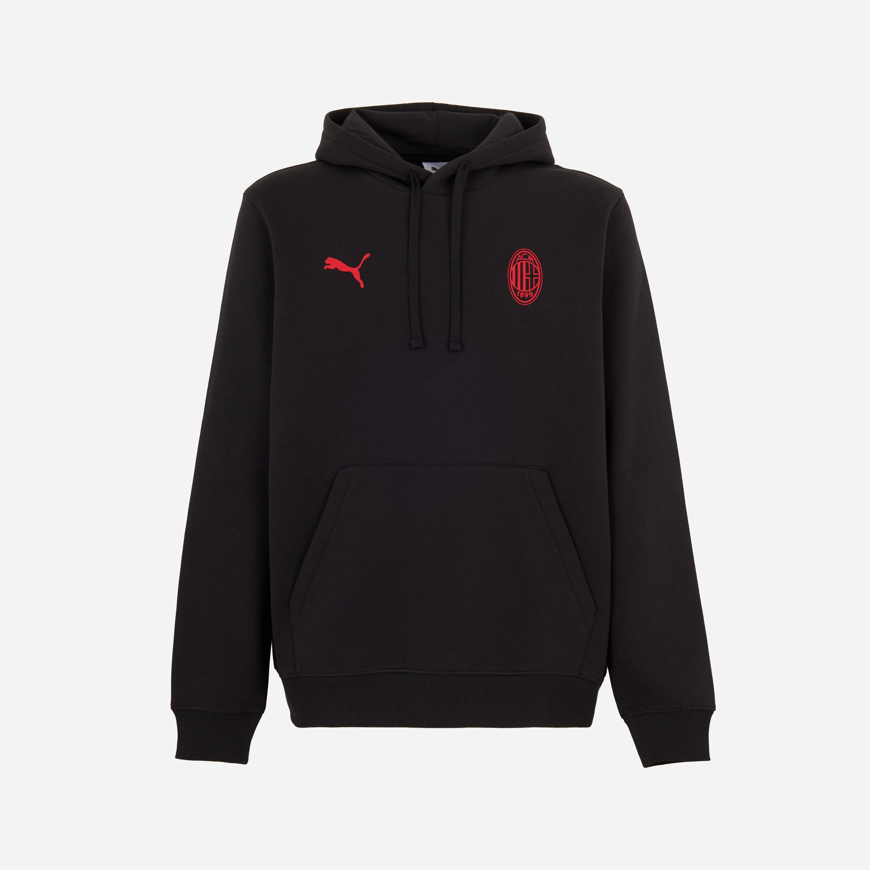 AC Milan Essential Felpa con Cappuccio Nera Cotone Taglia M