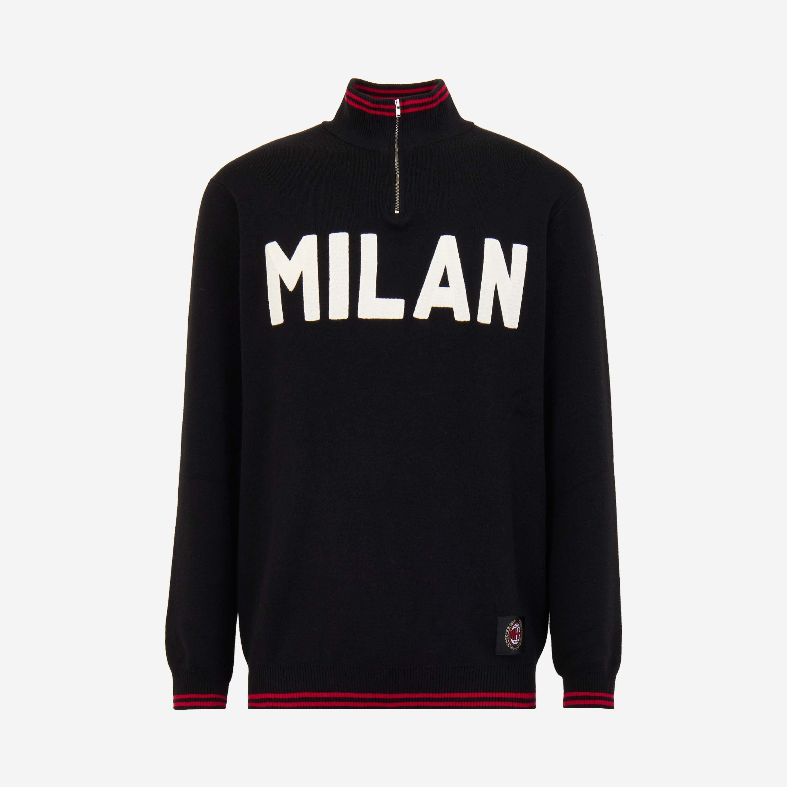 AC Milan 60s Half-Zip maglione uomo nero taglia regolare