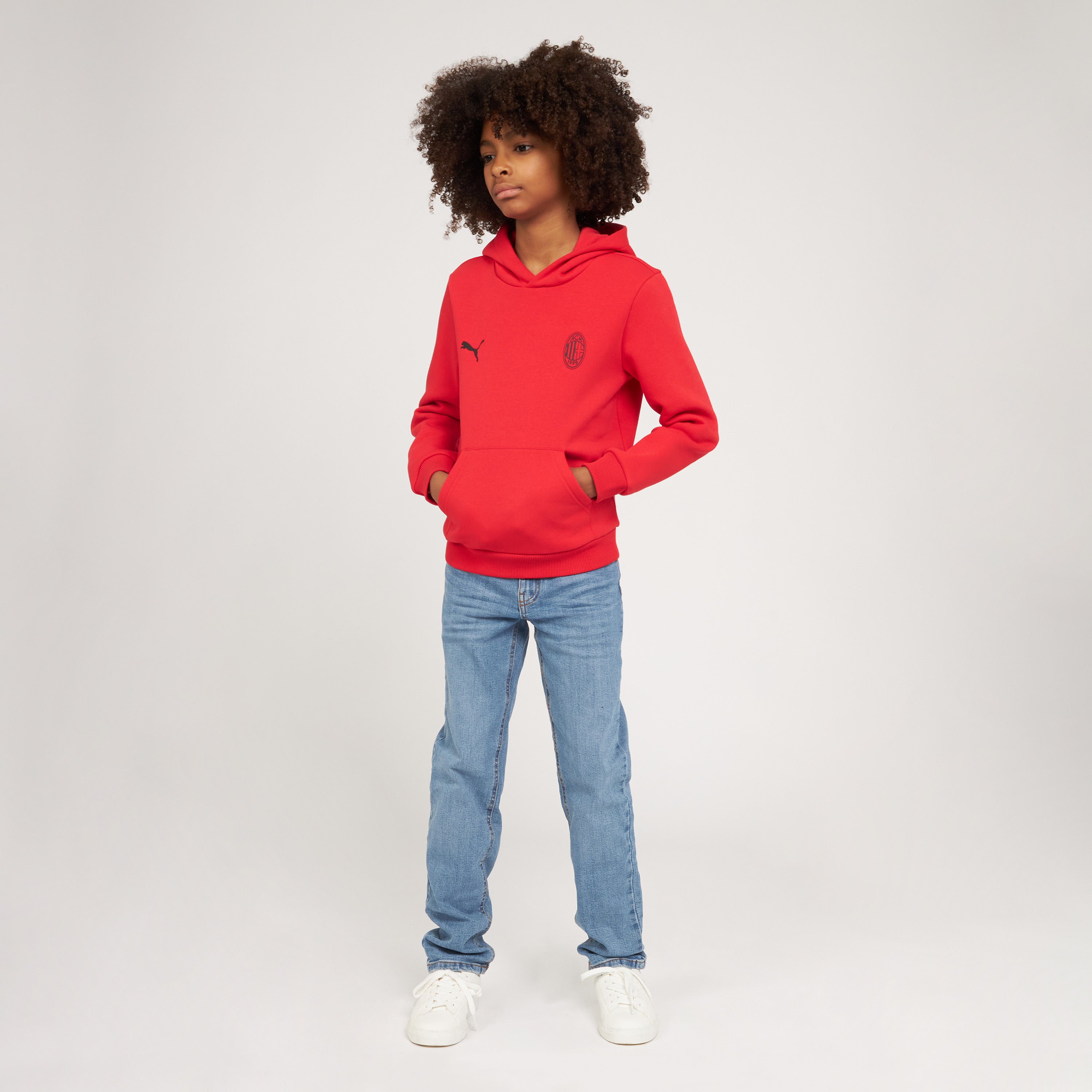 AC Milan Essential Felpa Cappuccio Bimbo Rossa 6-16 Anni