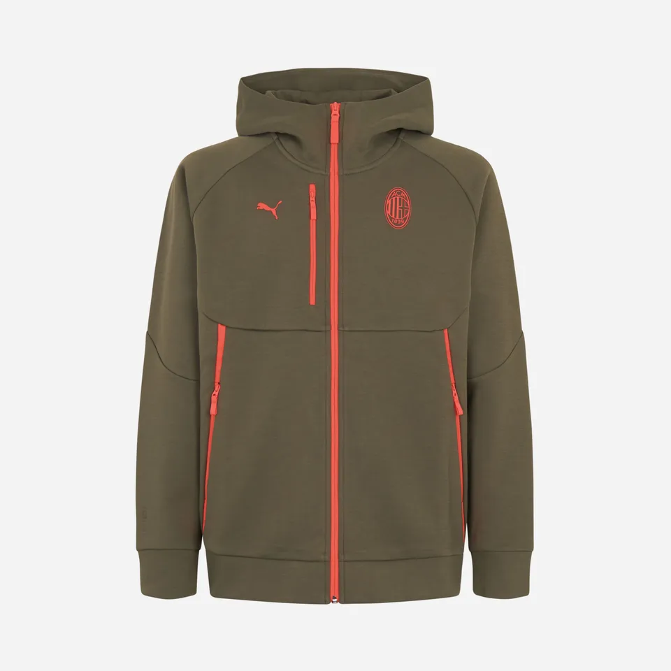 AC Milan Pumatech Giacca Verde Zip Cappuccio Uomo