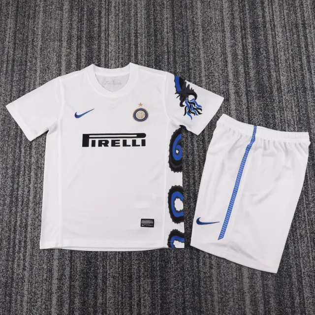 Inter 2010/11 Completo Bambino away Bianco maglia+pantaloncini