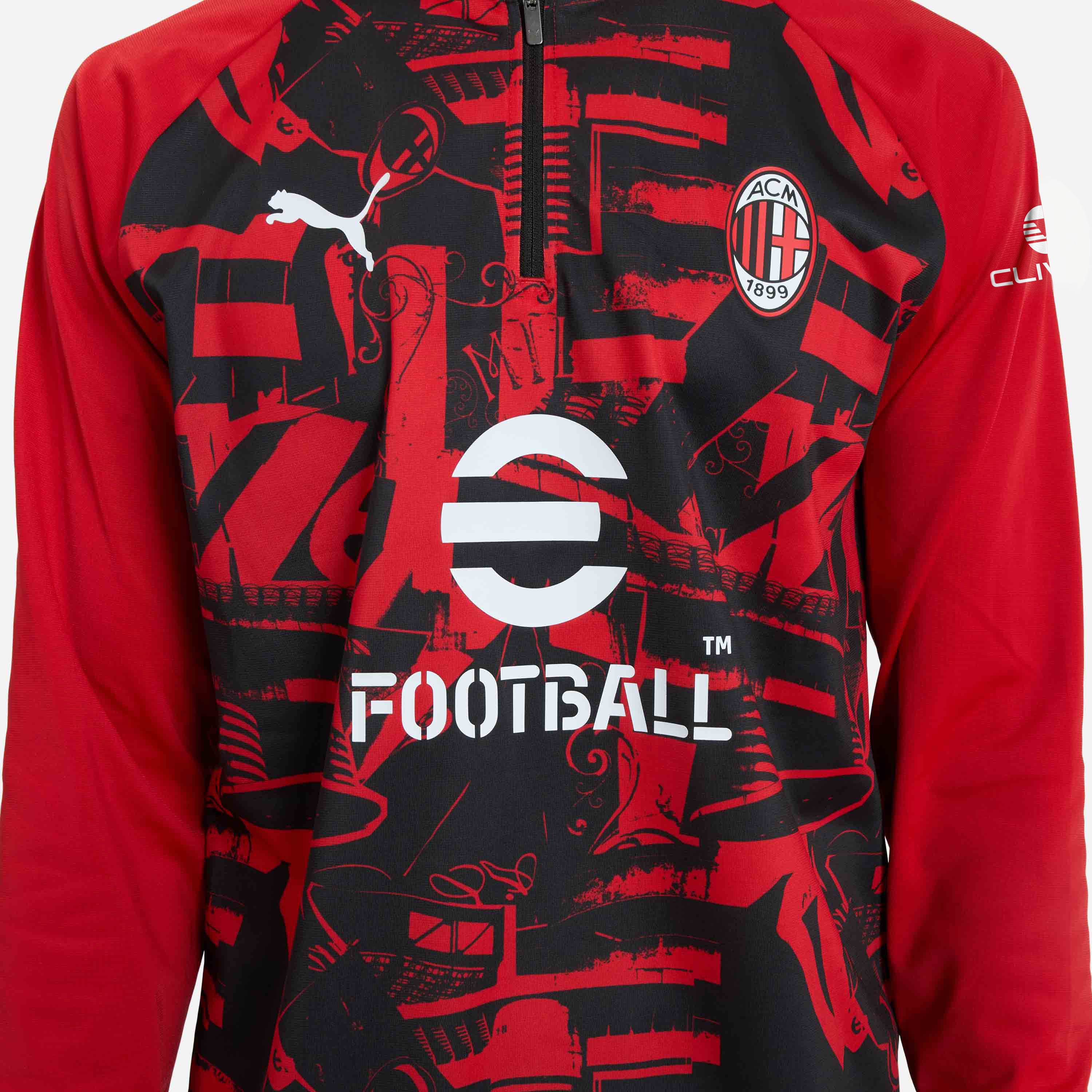 AC Milan Allenamento Milan Prematch 2026/27 top 1/4 zip rosso nero