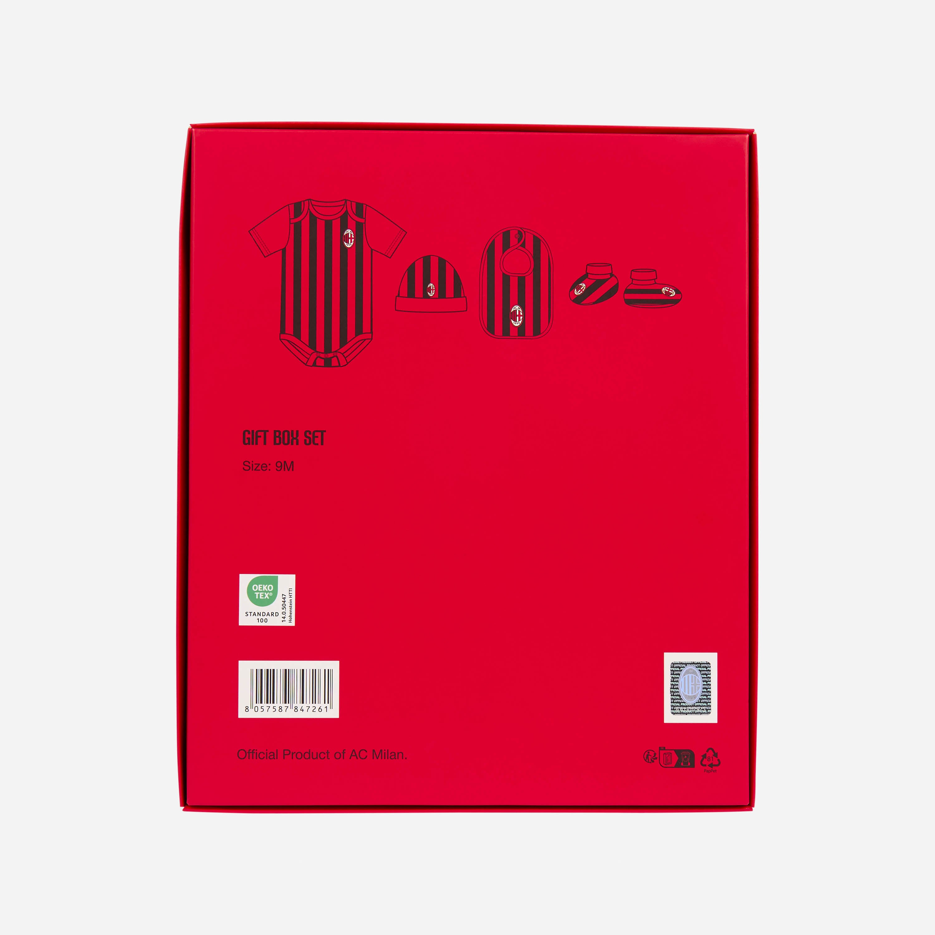 AC Milan Souvenir box regalo neonato rosso nero 4 pezzi