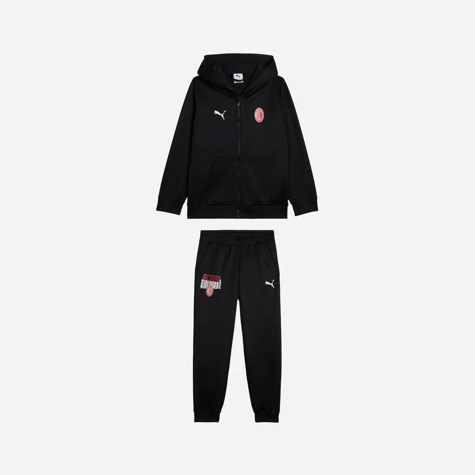 AC Milan Culture Tuta Bambino Nera Zip Cappuccio Poliestere