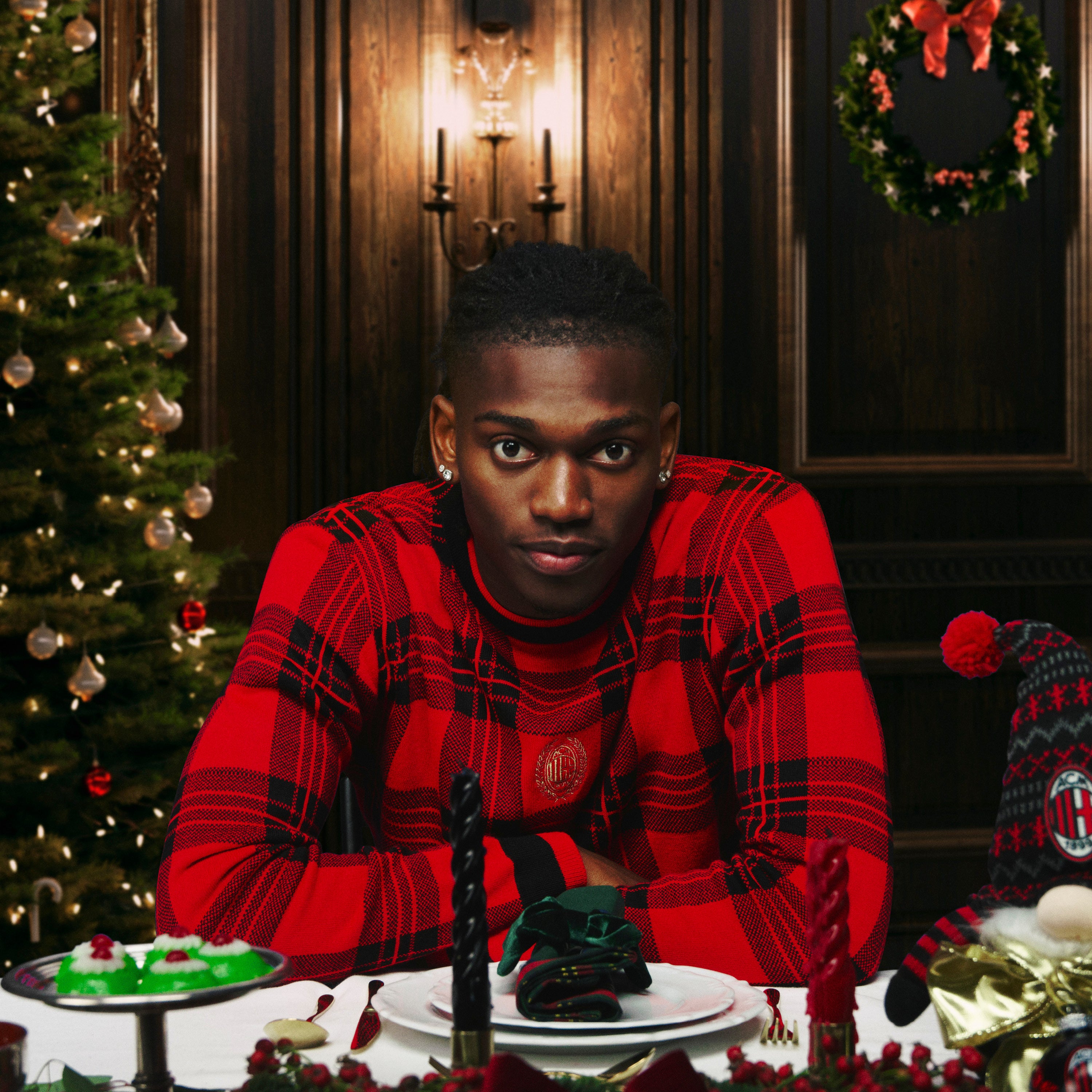AC Milan Tartan maglione natale rosso 125 anni unisex