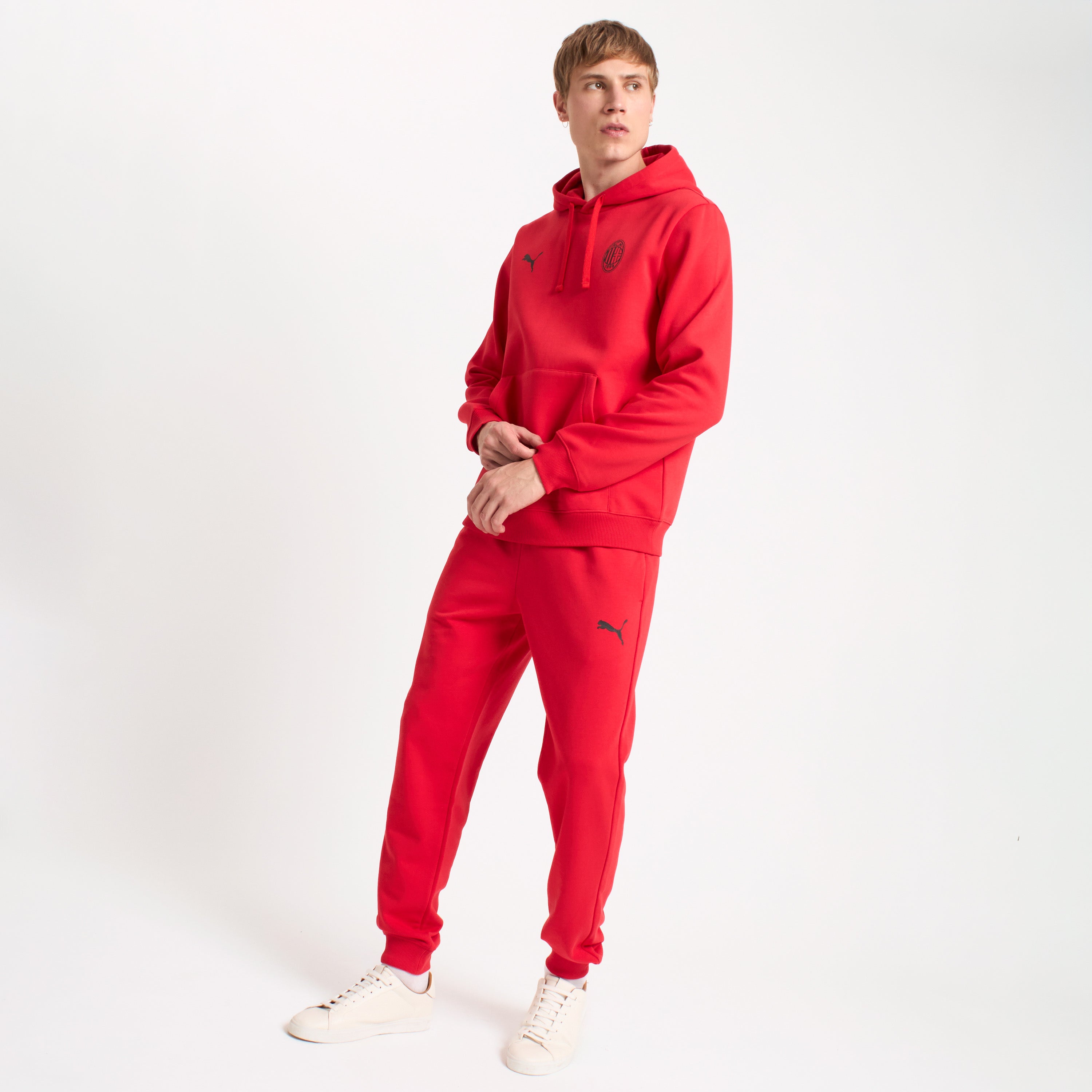 AC Milan Essential Hoodie felpa uomo rossa cappuccio