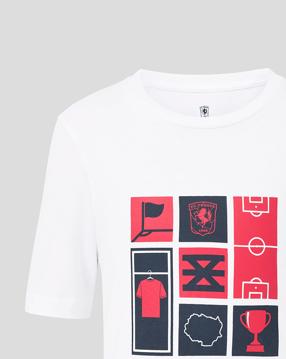 Twente Collage T-shirt 25/26 junior bianco 128 tifoso