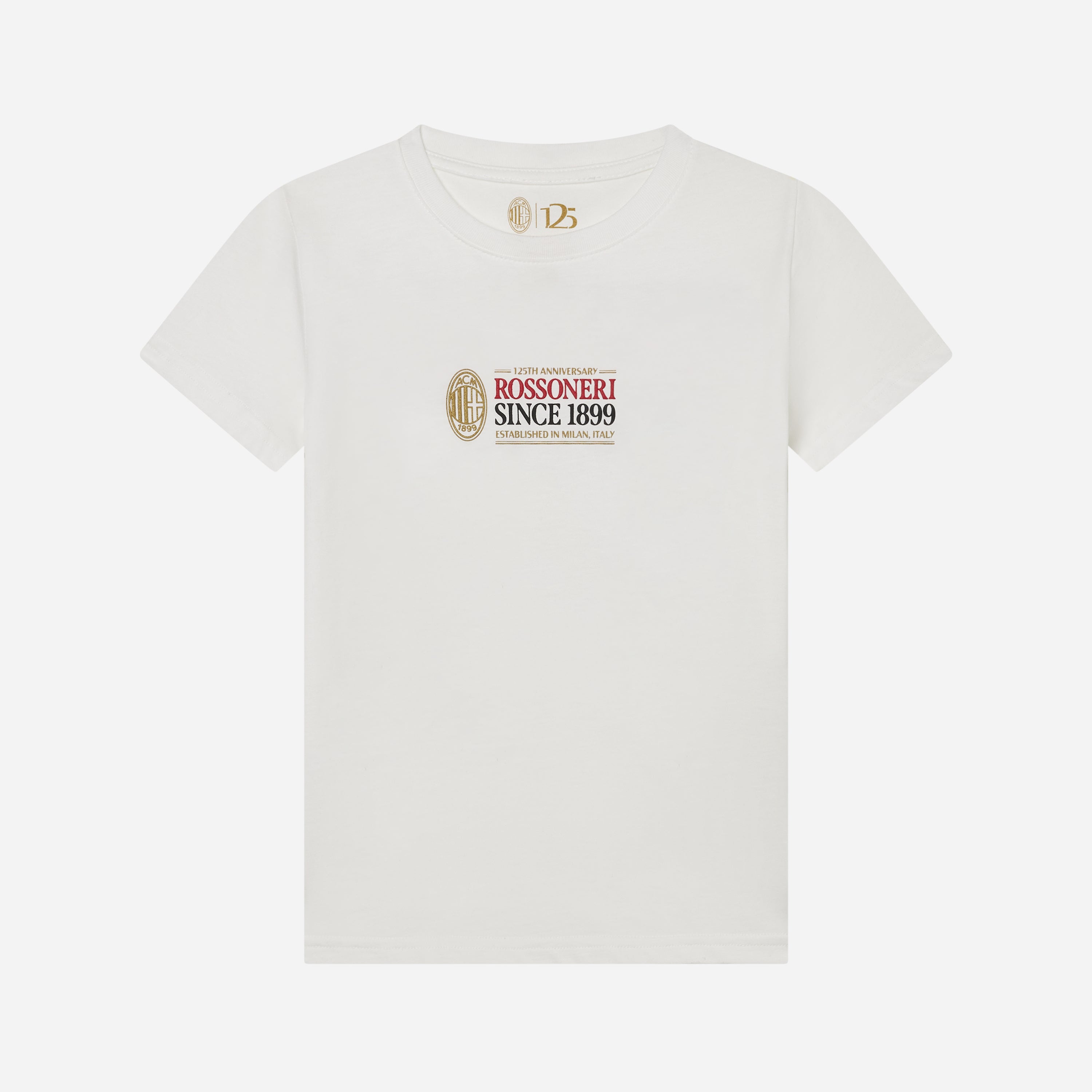 AC Milan 1899 T-Shirt Bimbo Bianca Cotone Rossoneri