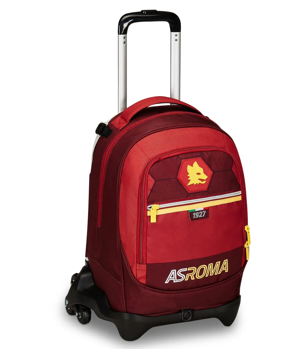Roma Fanshop Scuola Jack 3 Ruote trolley rosso e nero