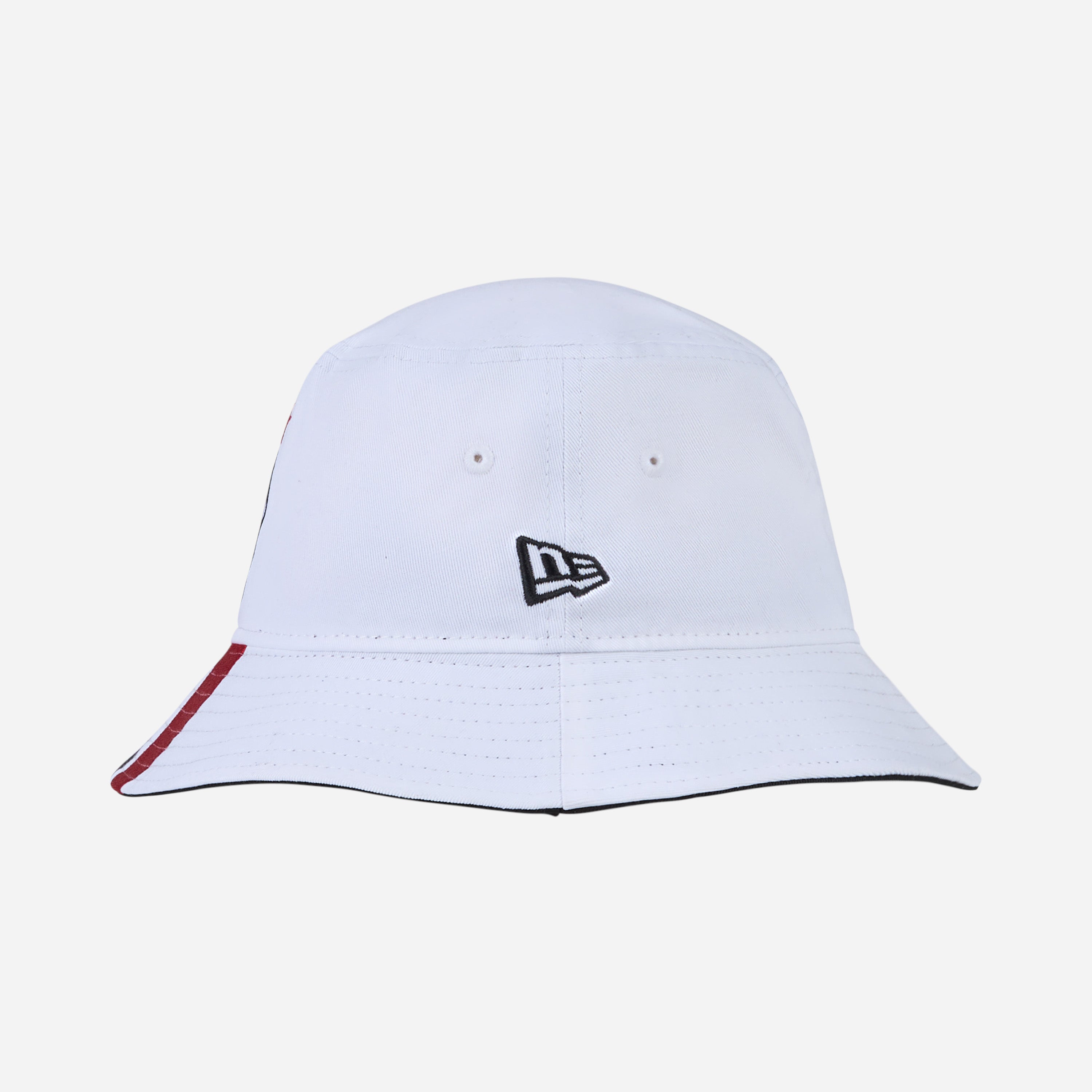 New Era X AC Milan Bucket Hat Bianco Cotone Logo Ricamato