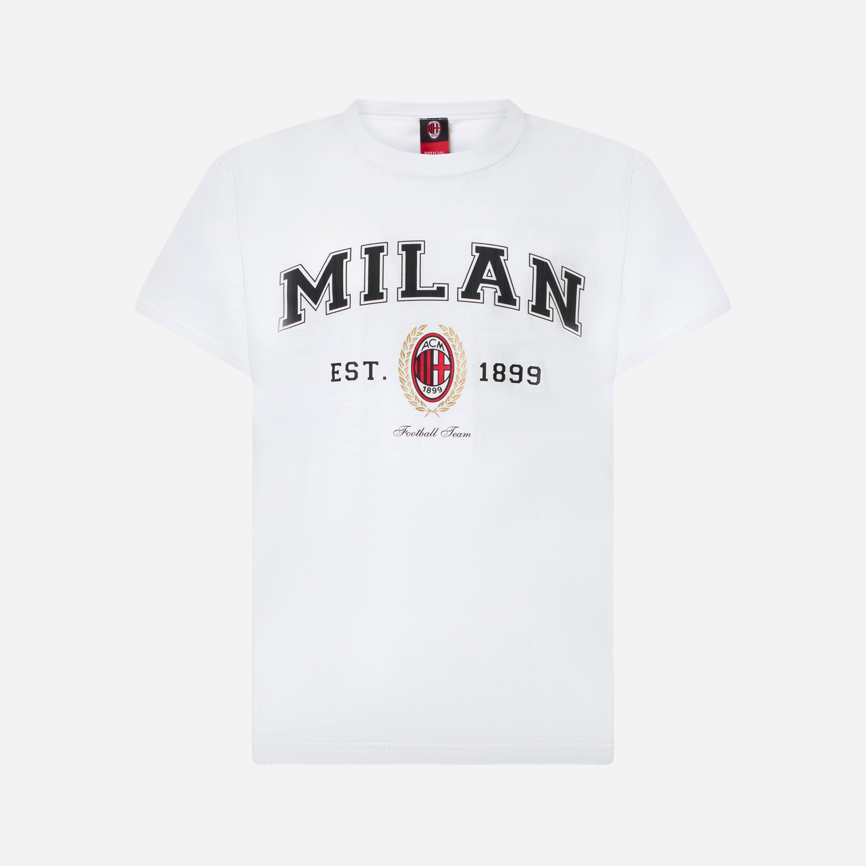 AC Milan College T-Shirt Bianca M Cotone Manica Corta