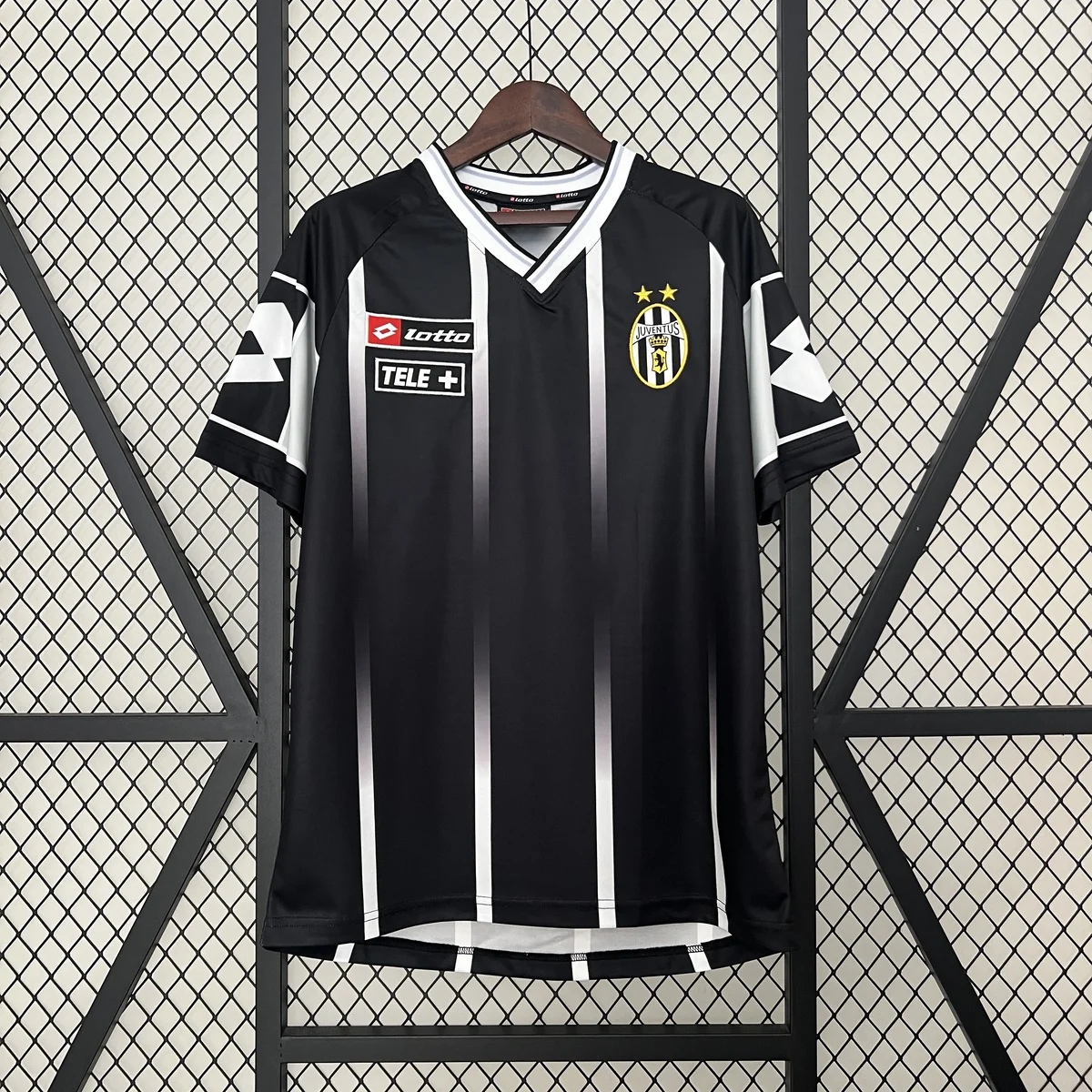 Juventus 2000/01 Seconda Maglia Calcio Away Nera Retro