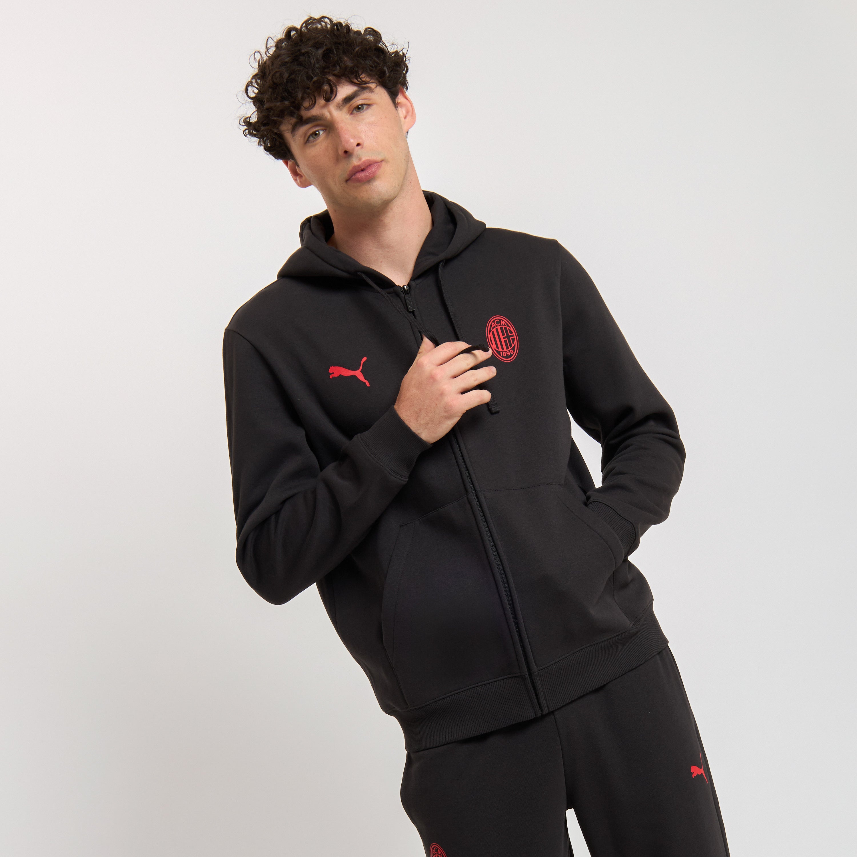 AC Milan Essential Collection Felpa con Zip Nera Uomo Cotone