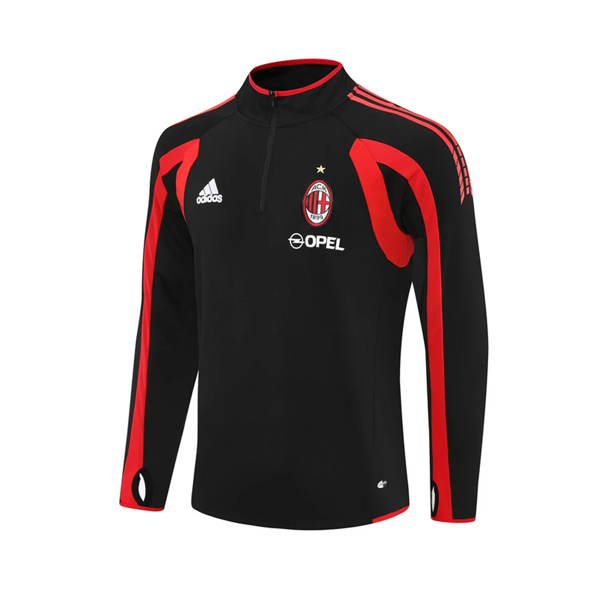 Felpe Milan Nera Retro Mezza Zip 2005/06 Felpa Opel