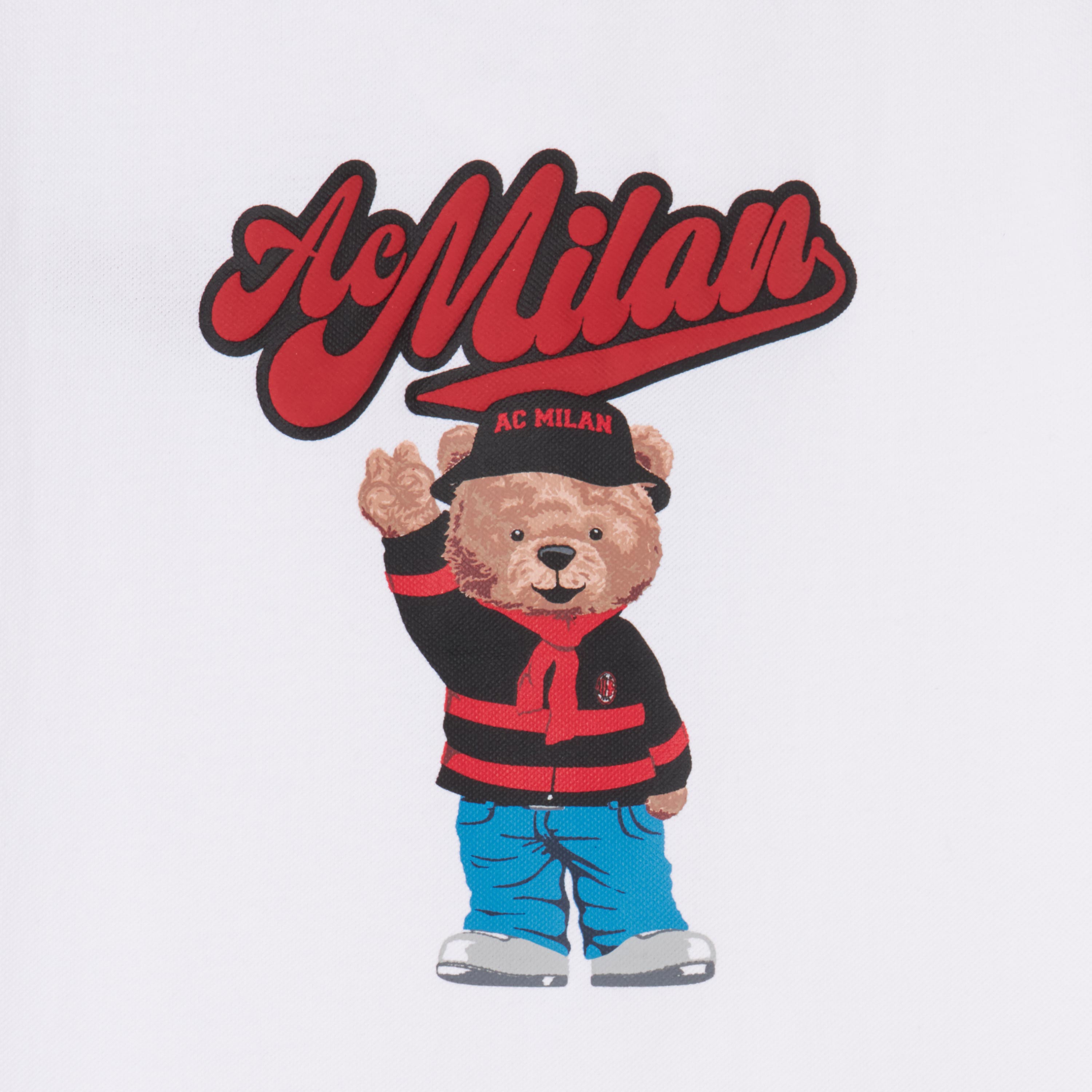 AC Milan Teddy Polo Bambino Bianca Manica Corta