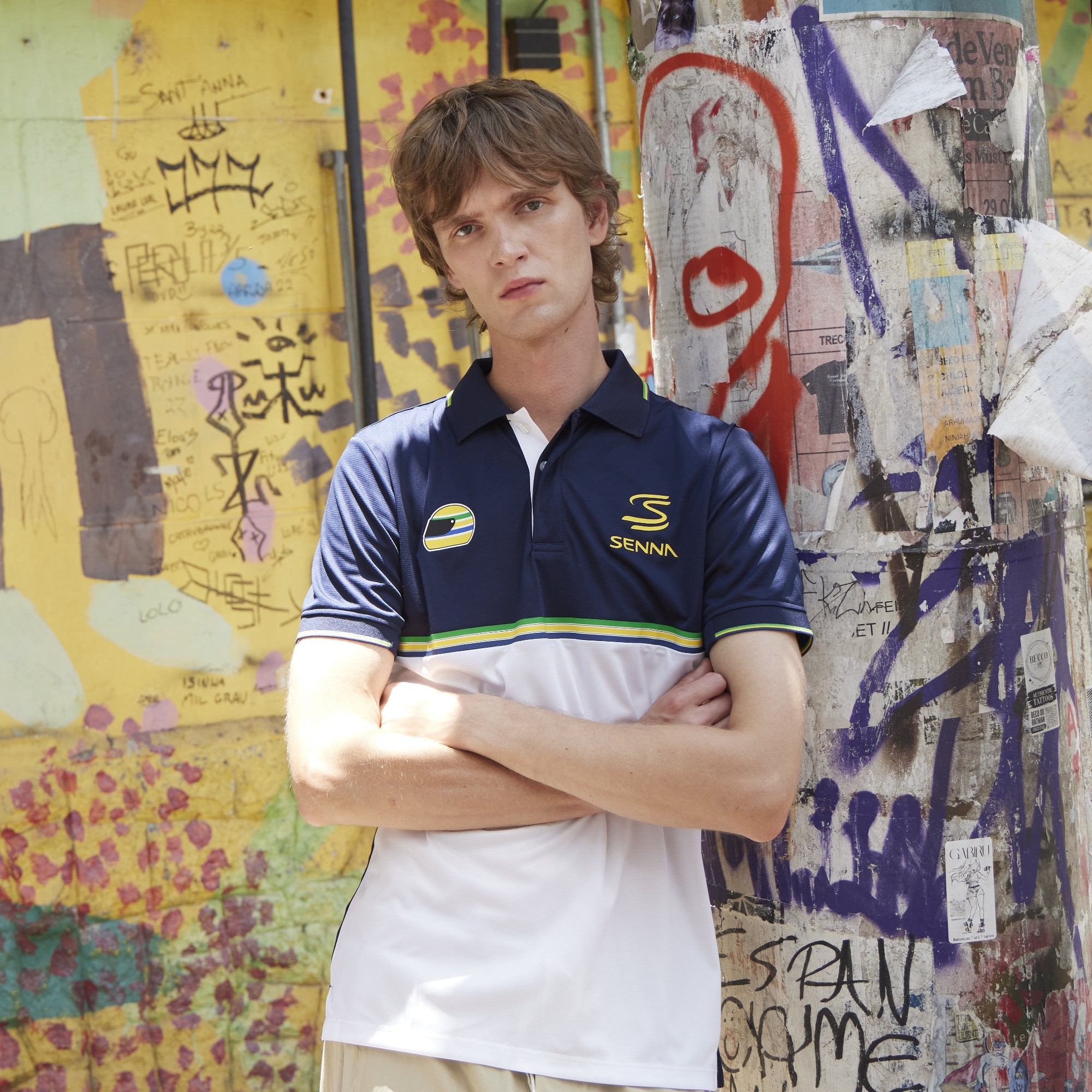 Senna Legacy Polos Stripe Polo uomo navy traspirante