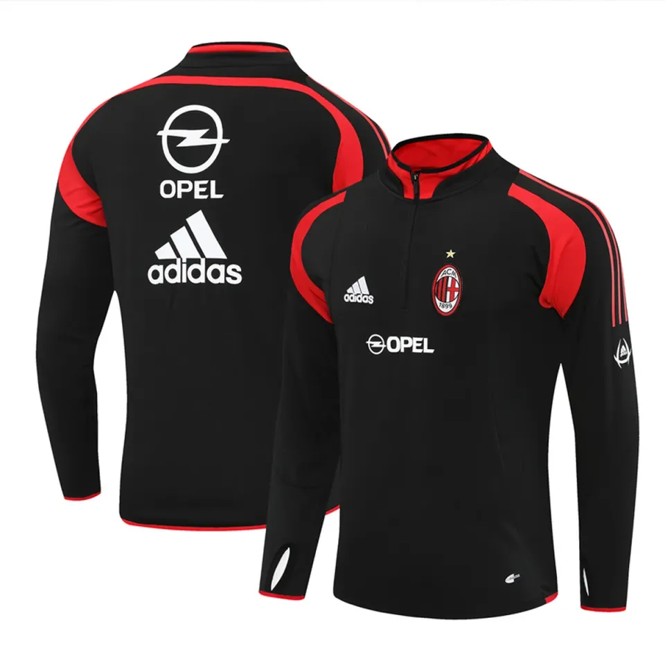 Milan 2004/05 felpa nera mezza zip retro Opel