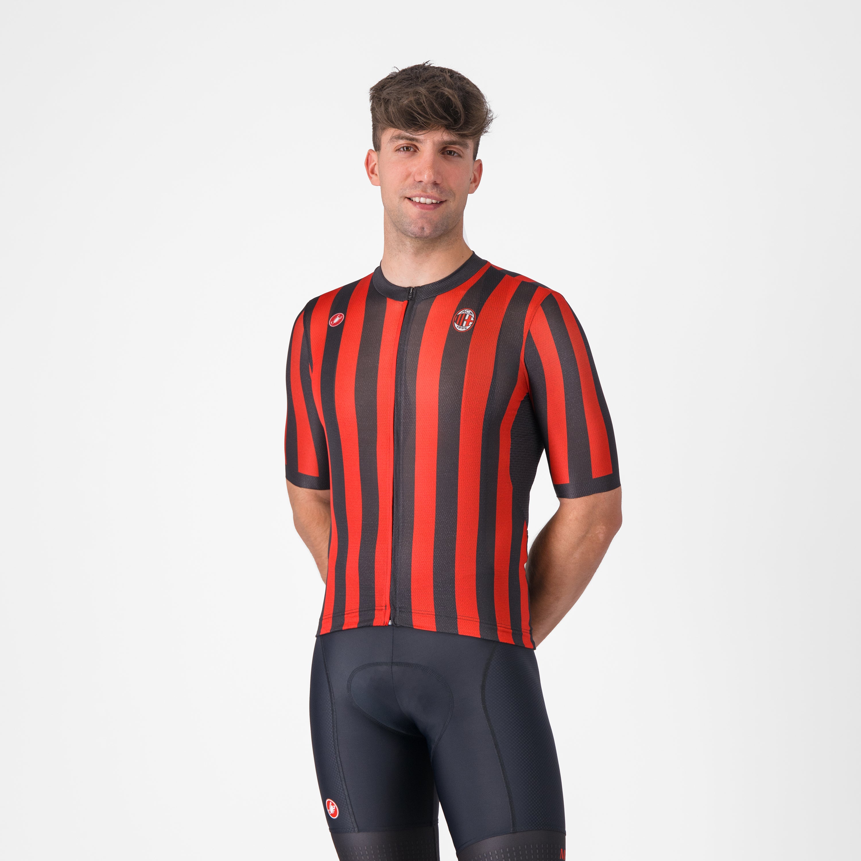 Castelli x AC Milan maglia ciclismo rossonera con zip