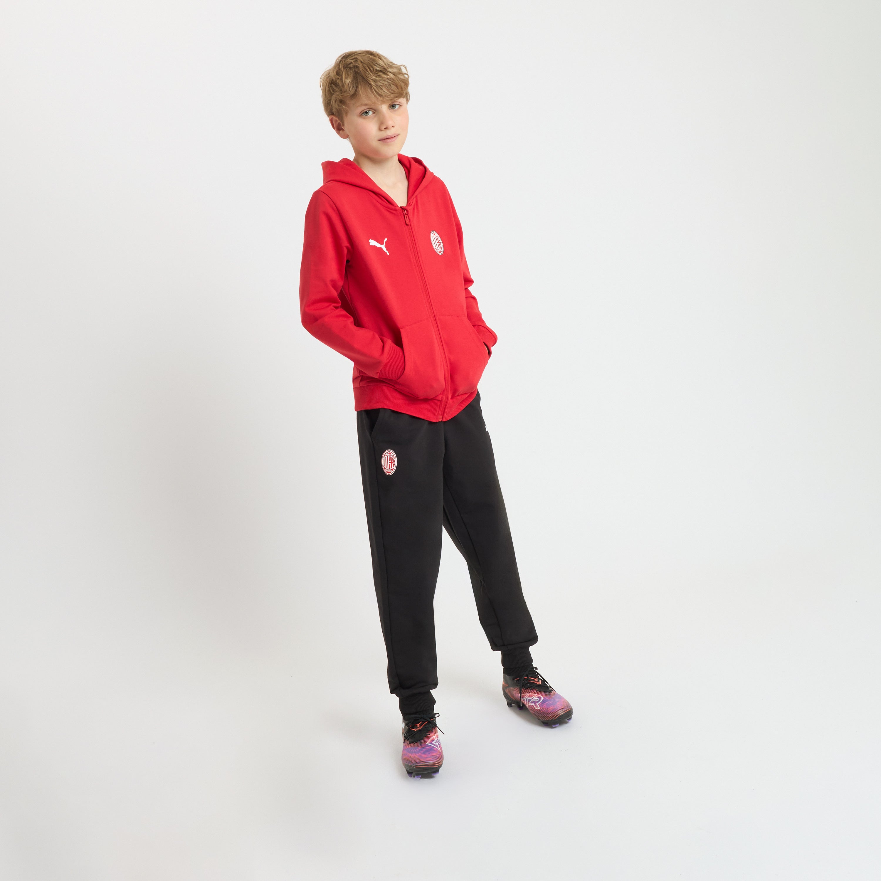 AC Milan Culture Tuta bimbo rossa zip cappuccio 6-14 anni