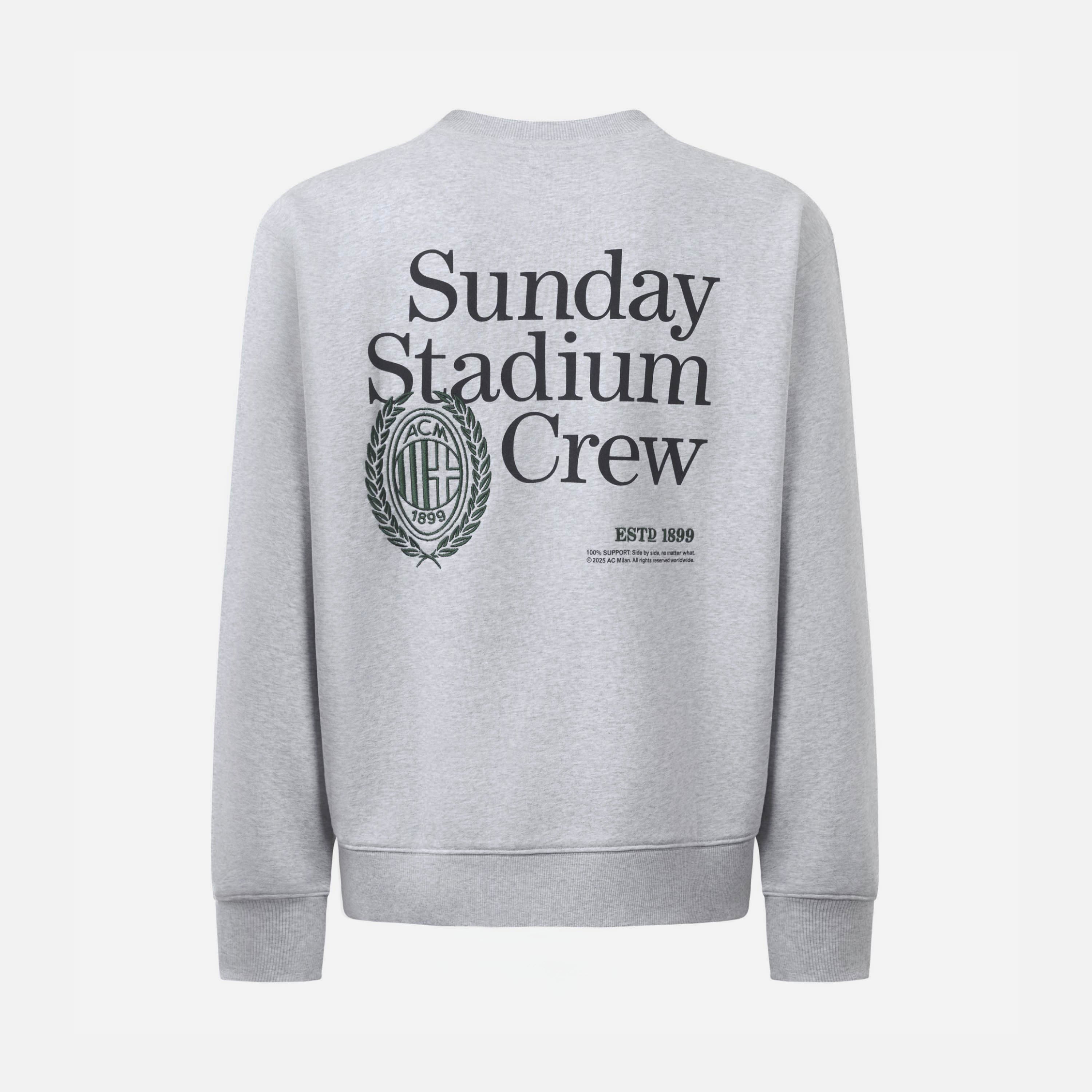 AC Milan Sunday Stadium Crew felpa grigia cotone