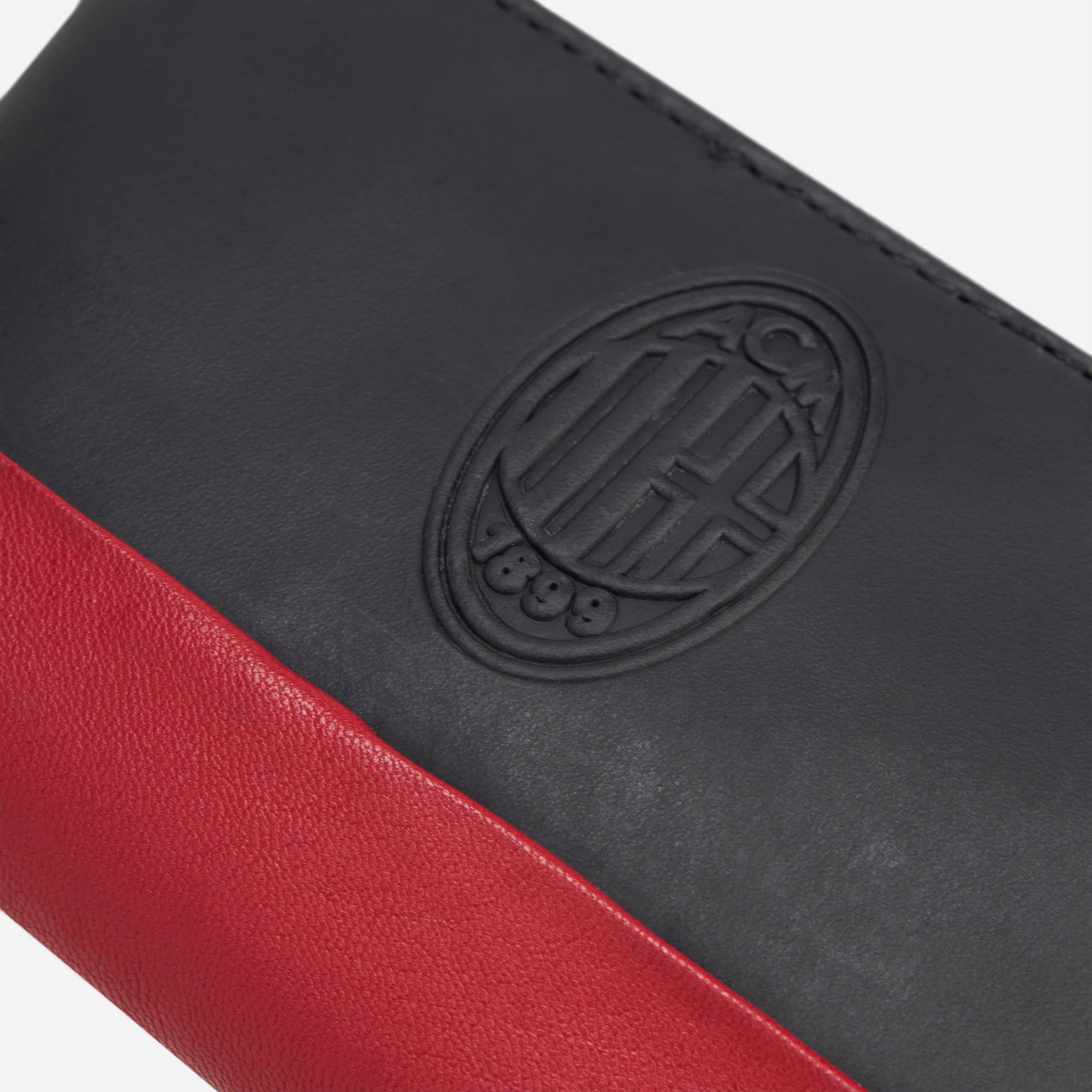 AC Milan portachiavi pelle zip logo 2 scomparti