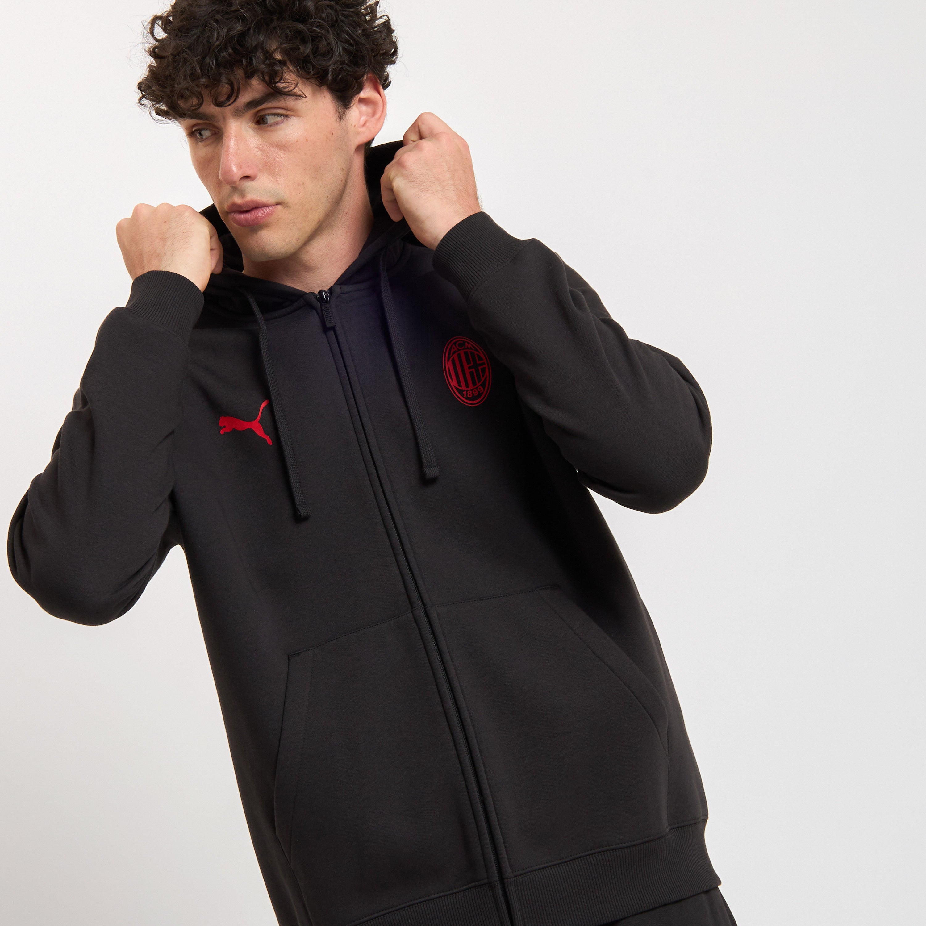 AC Milan Essential Collection Felpa con Zip Nera Uomo Cotone