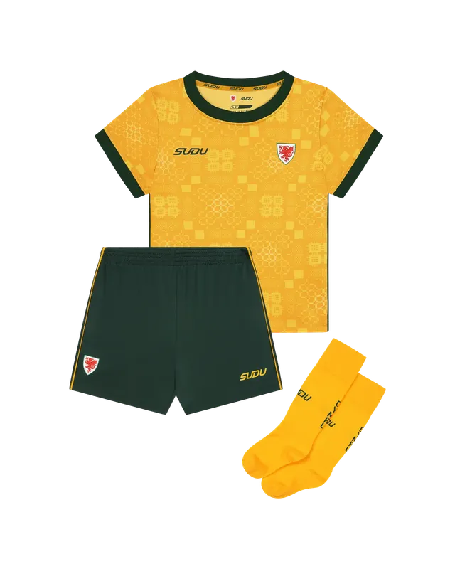 Wales Away Kit SUDU 2026-27 maglia gialla bambino