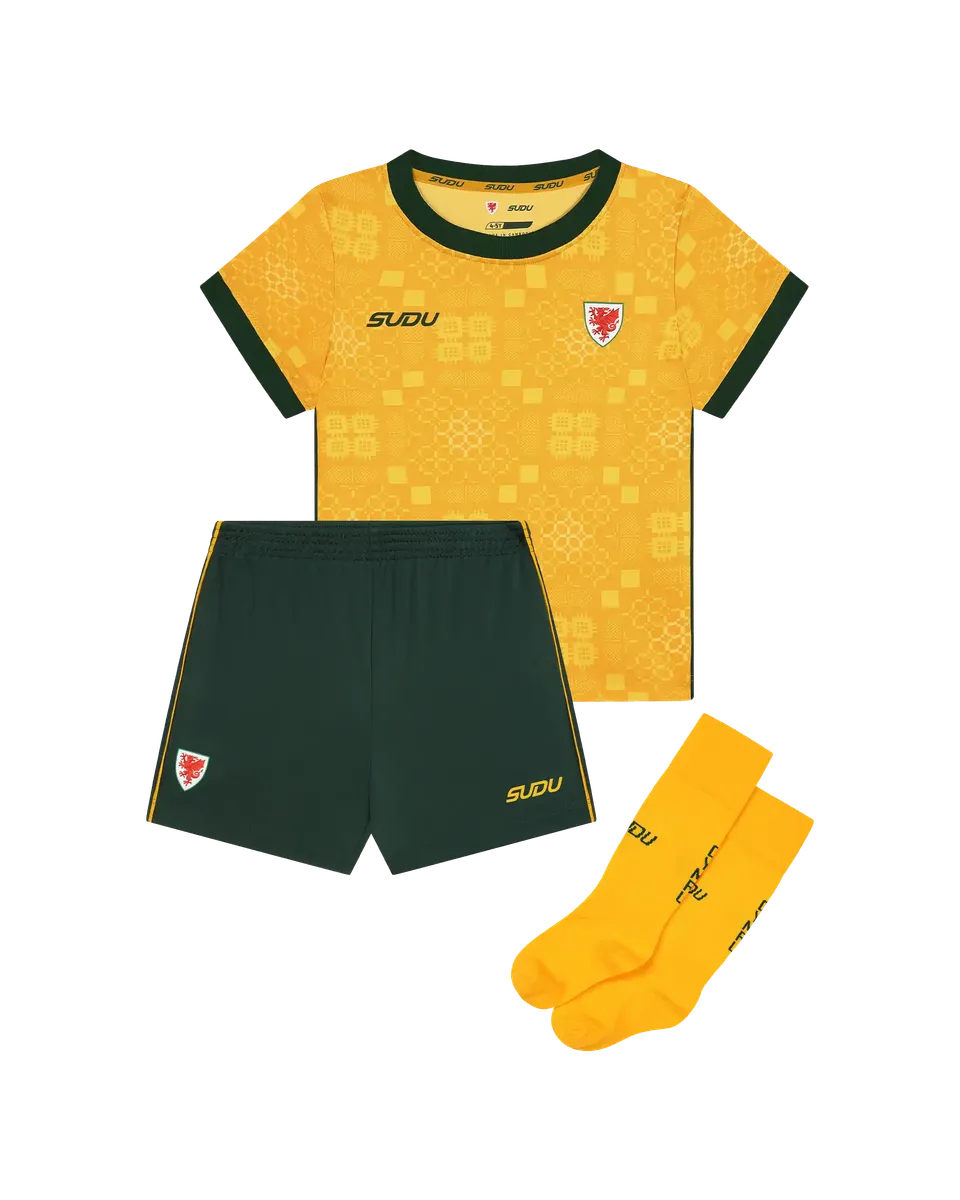 Wales Away Kit SUDU 2026-27 maglia gialla bambino