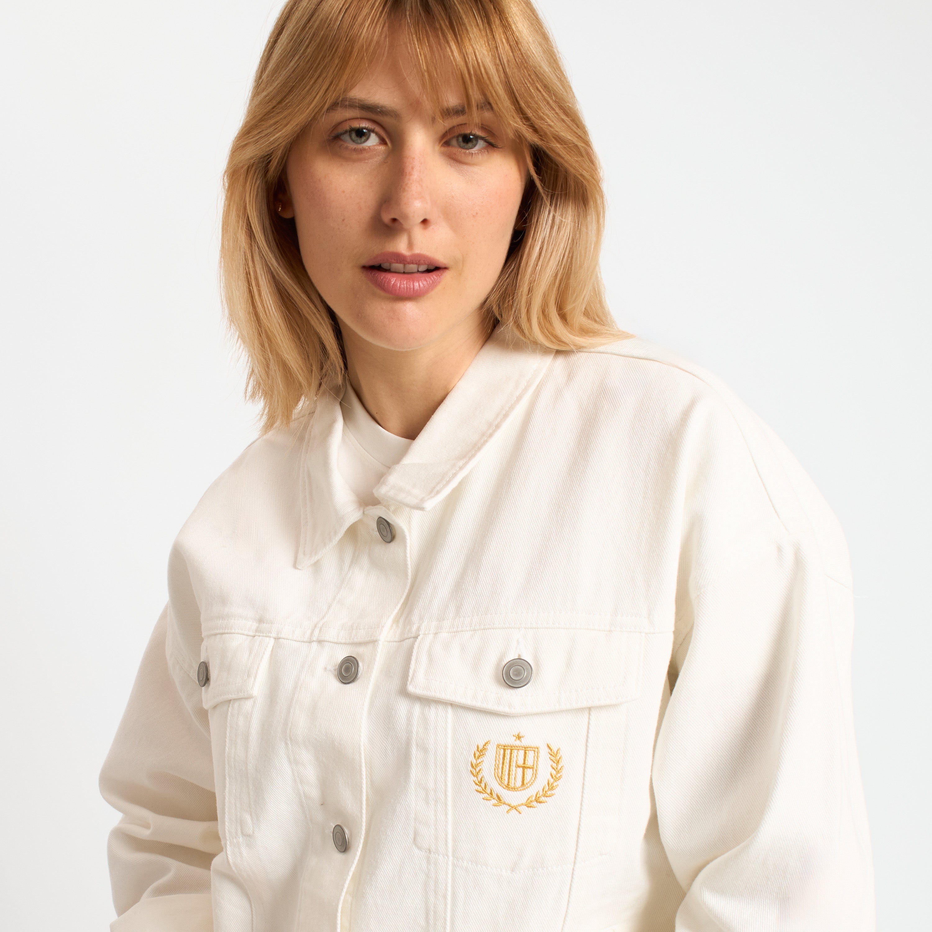 AC Milan giacca denim bianca donna ricamata XS
