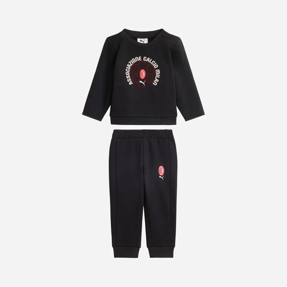 AC Milan Culture Tuta Baby Neonato Cotone Nera 3-24 Mesi