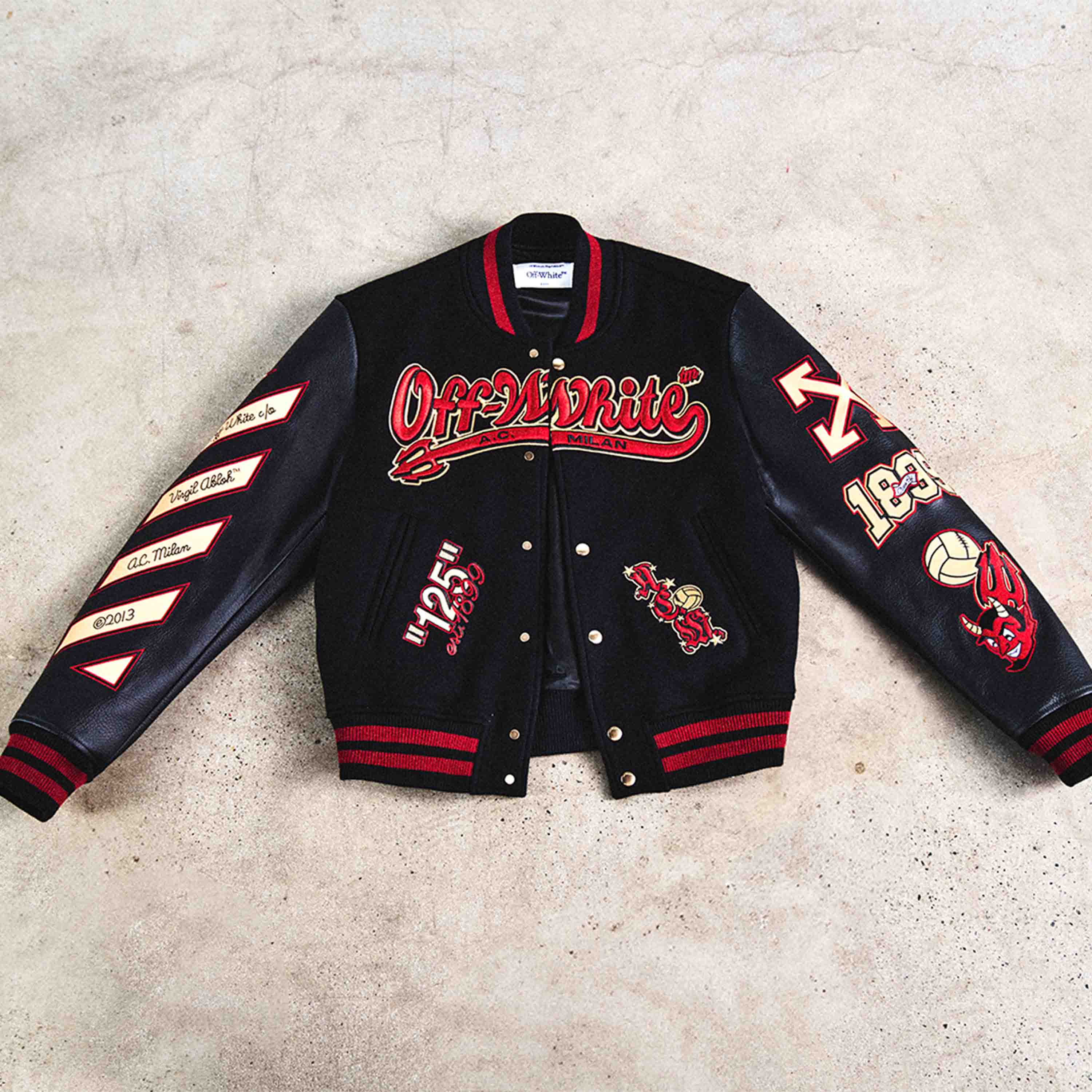 AC Milan Off-White varsity jacket giacca ricamata
