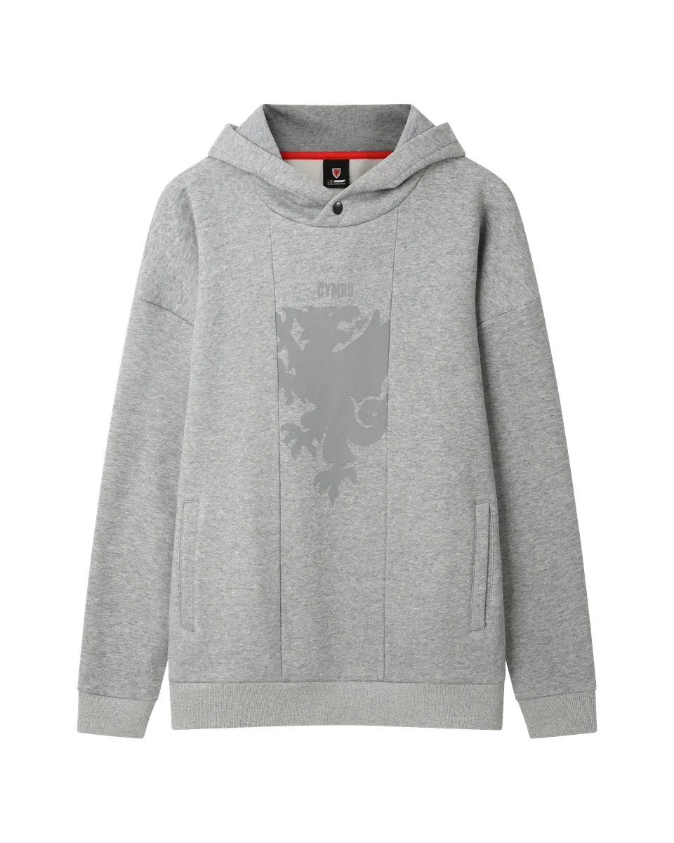 Wales Fanwear Draig Crest felpa cappuccio grigia