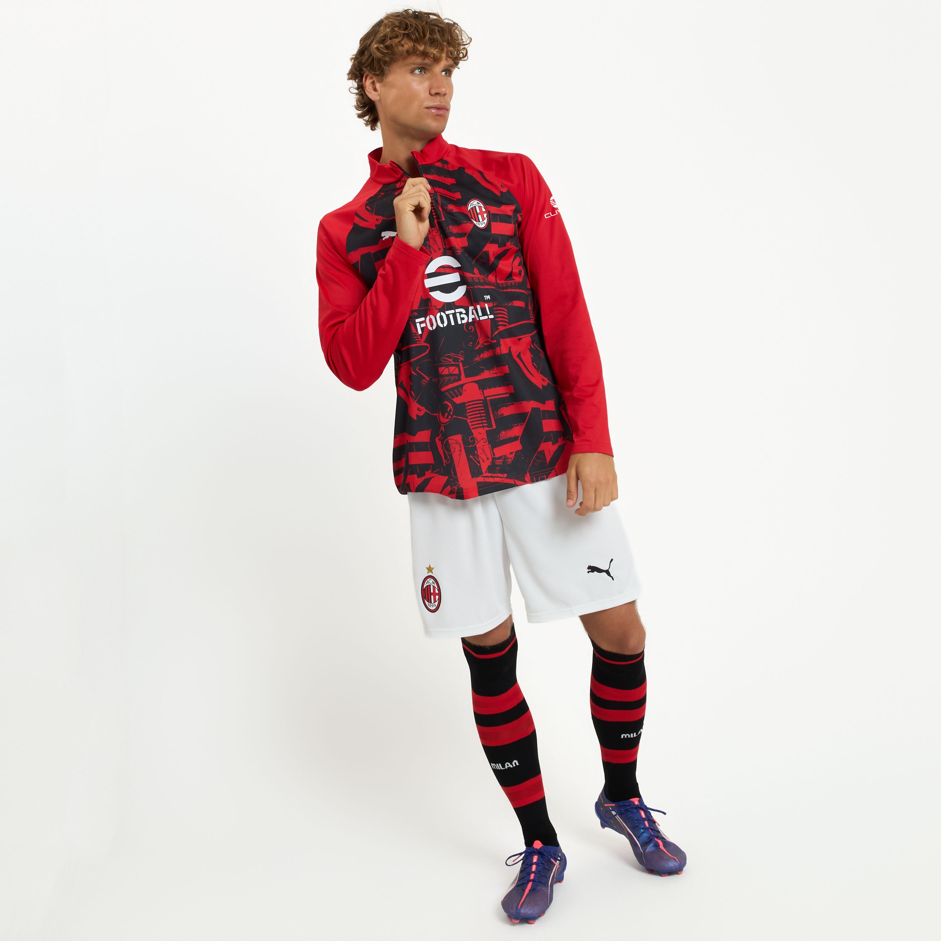 AC Milan Allenamento Milan Prematch 2026/27 top 1/4 zip rosso nero