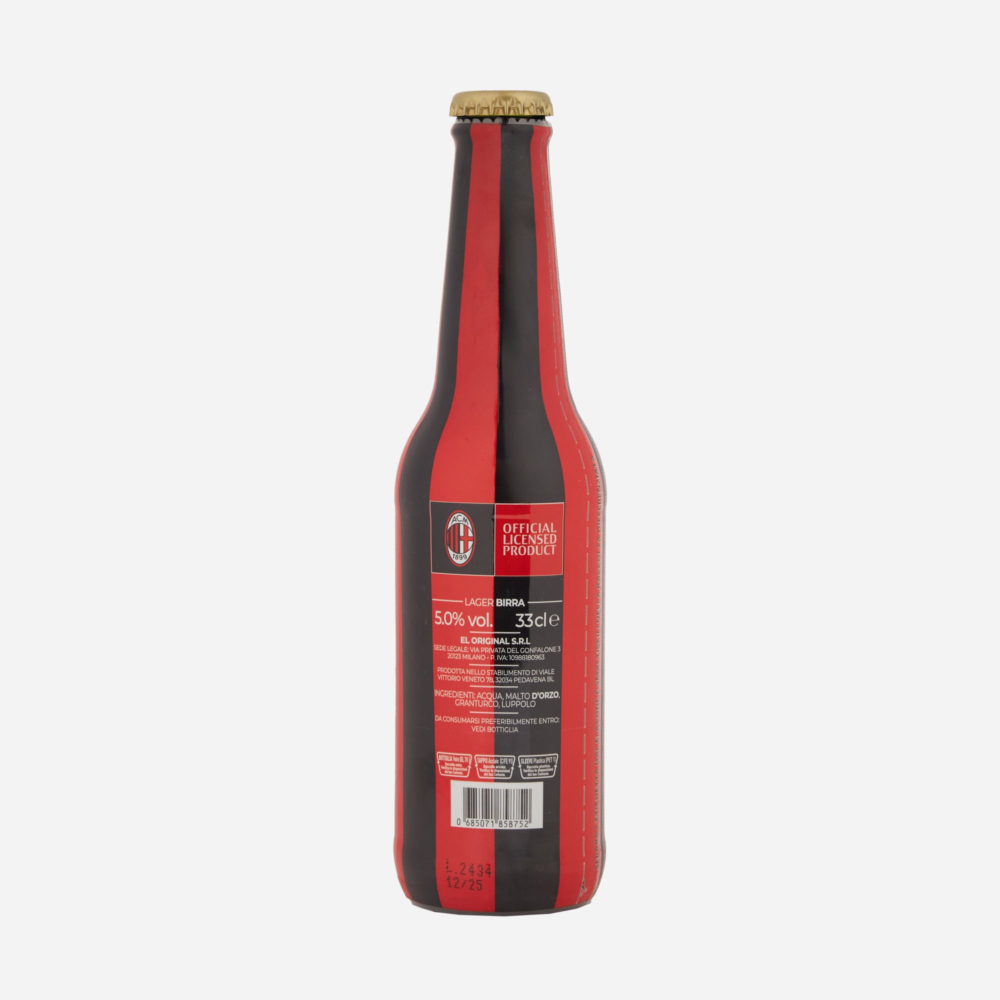 AC Milan Birra Bottiglia 33 cl Strisce Rossonere