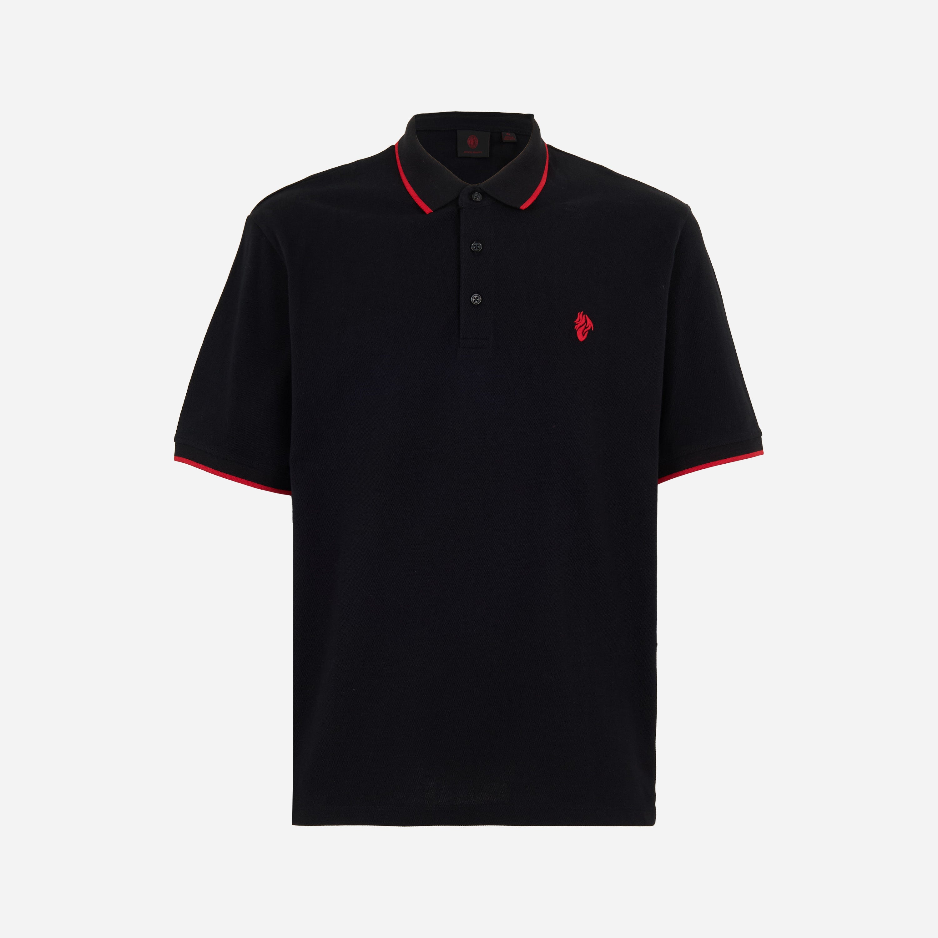 AC Milan Devil Polo Uomo Cotone Ricamo Contrasto Nera