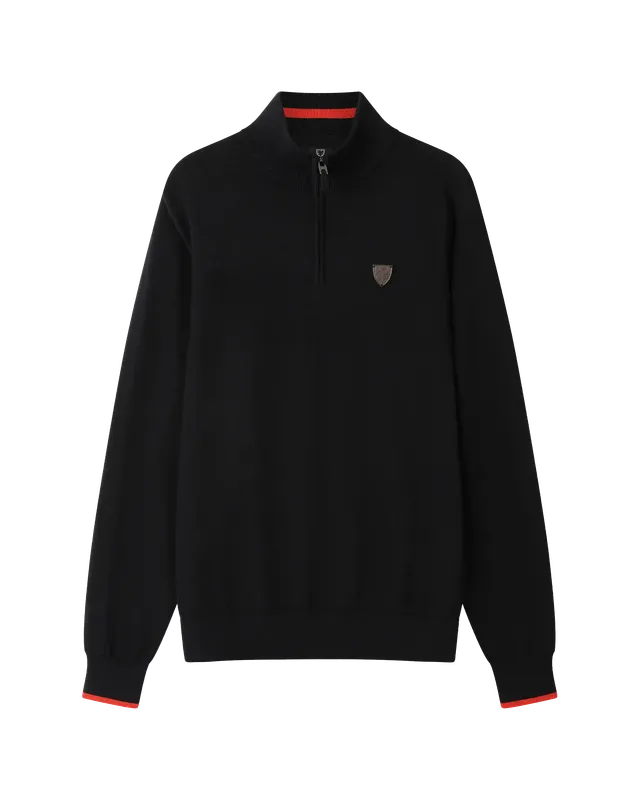 Wales Fanwear 1876 Knitted felpa 1/4 zip nera